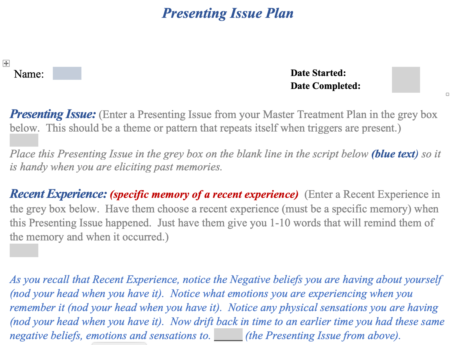 Presenting Issue Plan - MS Word Version