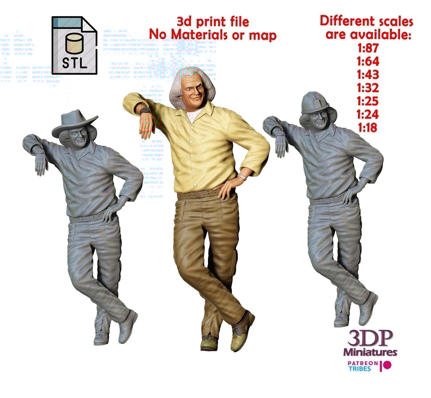 3dp Miniatures, N3 Doc_ Dr. Emmett Brown Christopher Lloyd