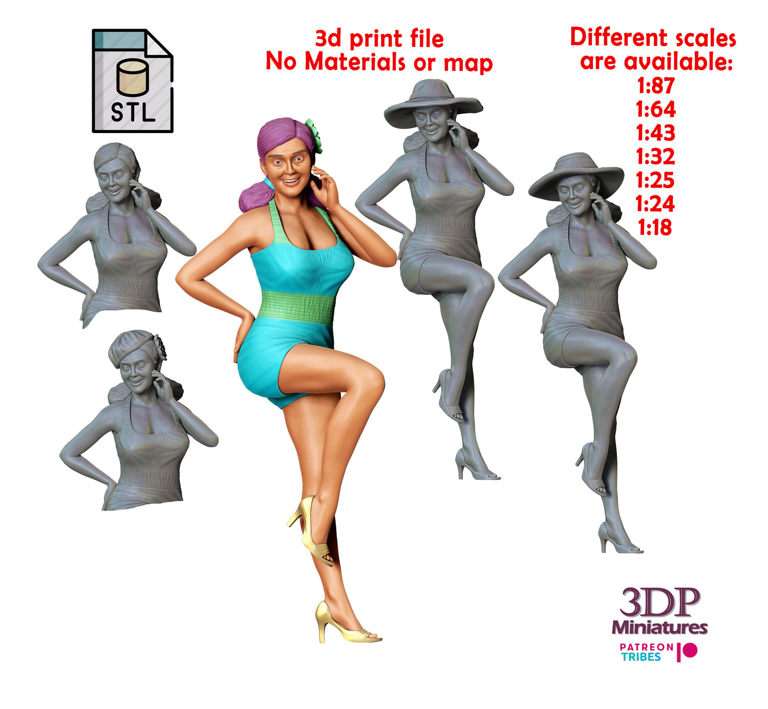 3dp Miniatures, N10 Pin-up girl