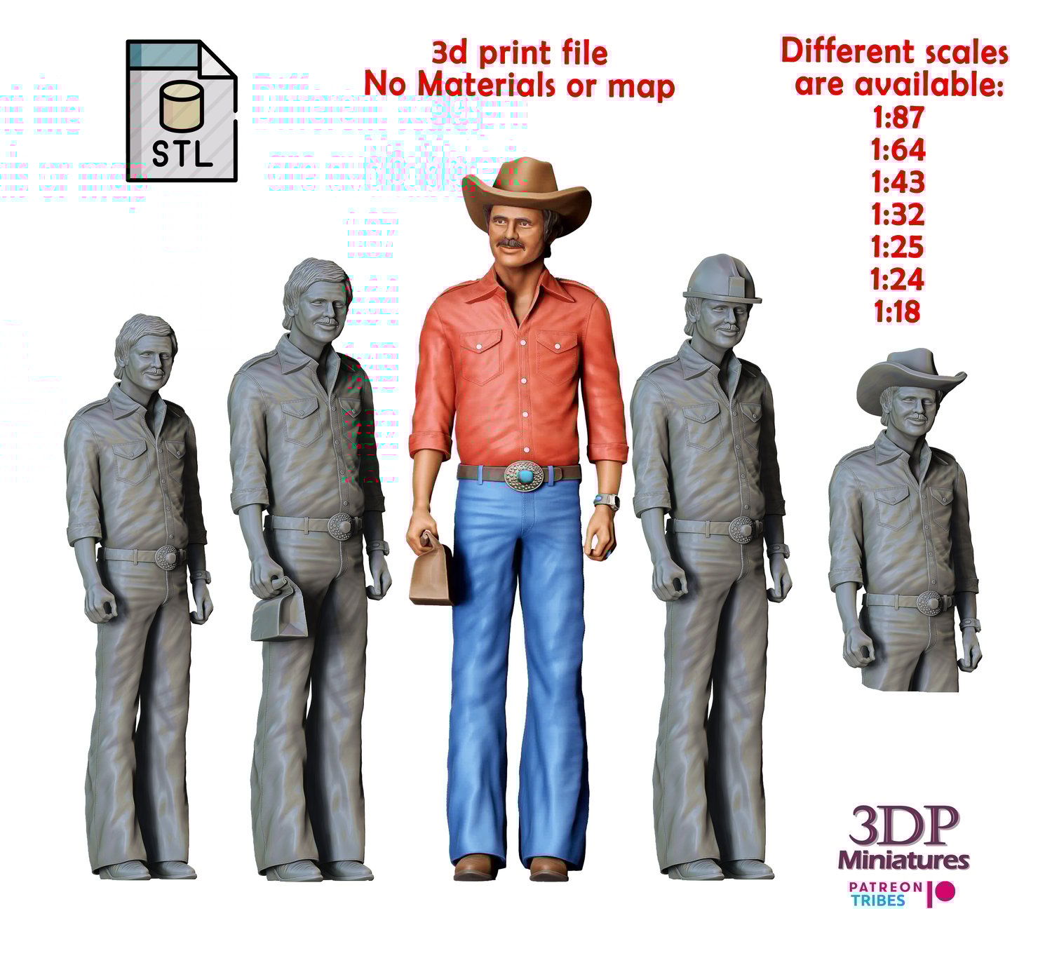 3dp Miniatures, N2 Burt Reynolds Smokey and the Bandit