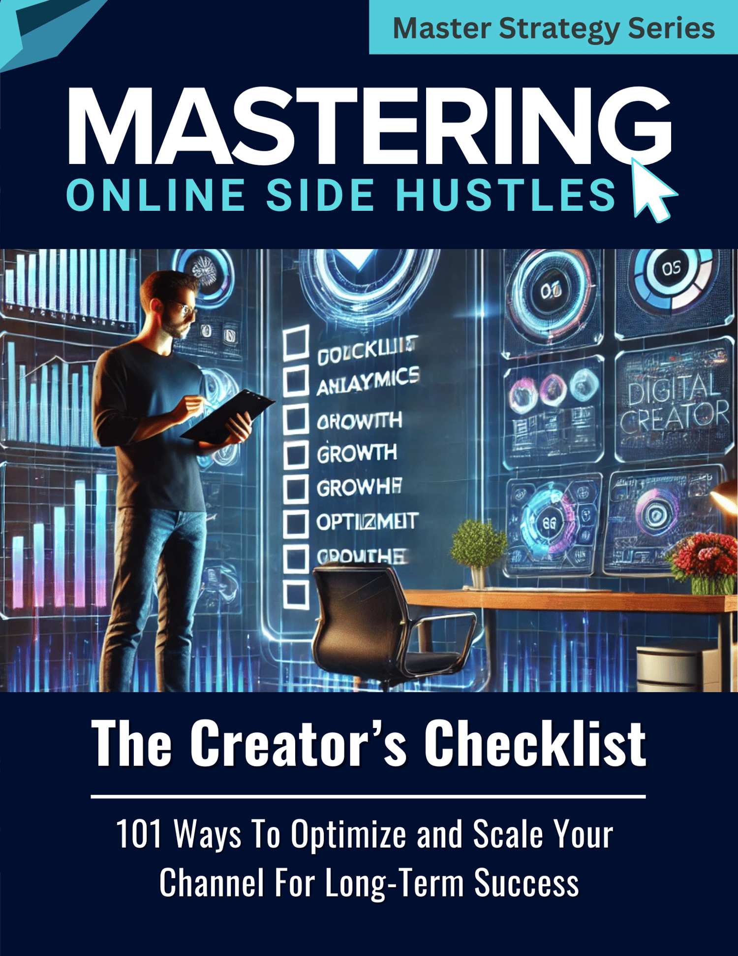 Checklist cover for 101 Ways to Optimize and Scale Your Channel – digital product for content creators.