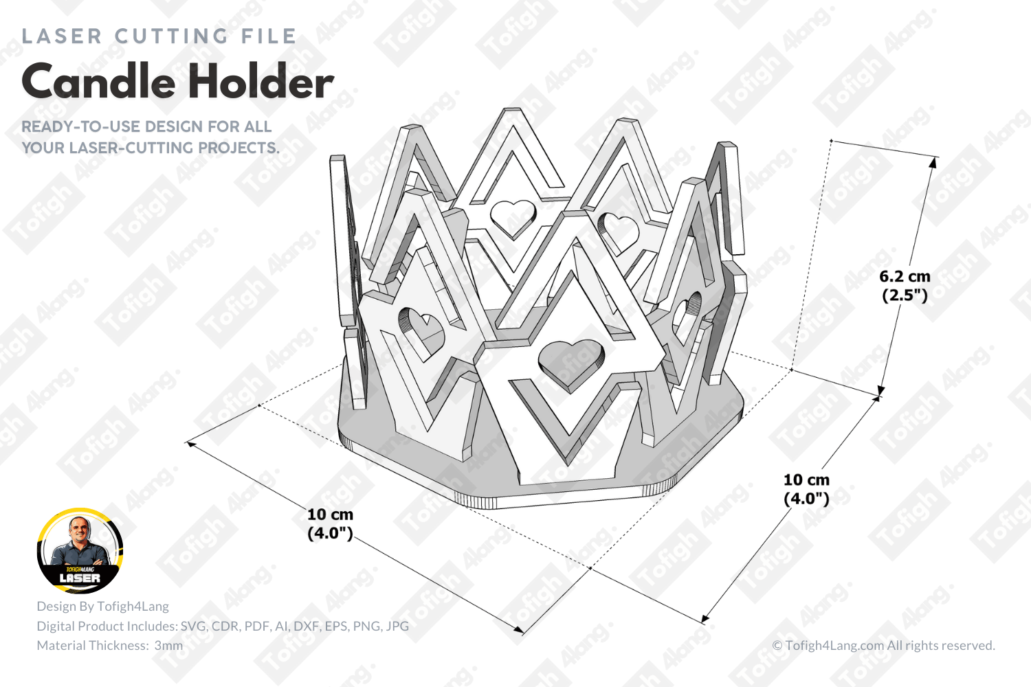 Candle Holder | Laser Cut File | Modern Decorative Candle Holder
