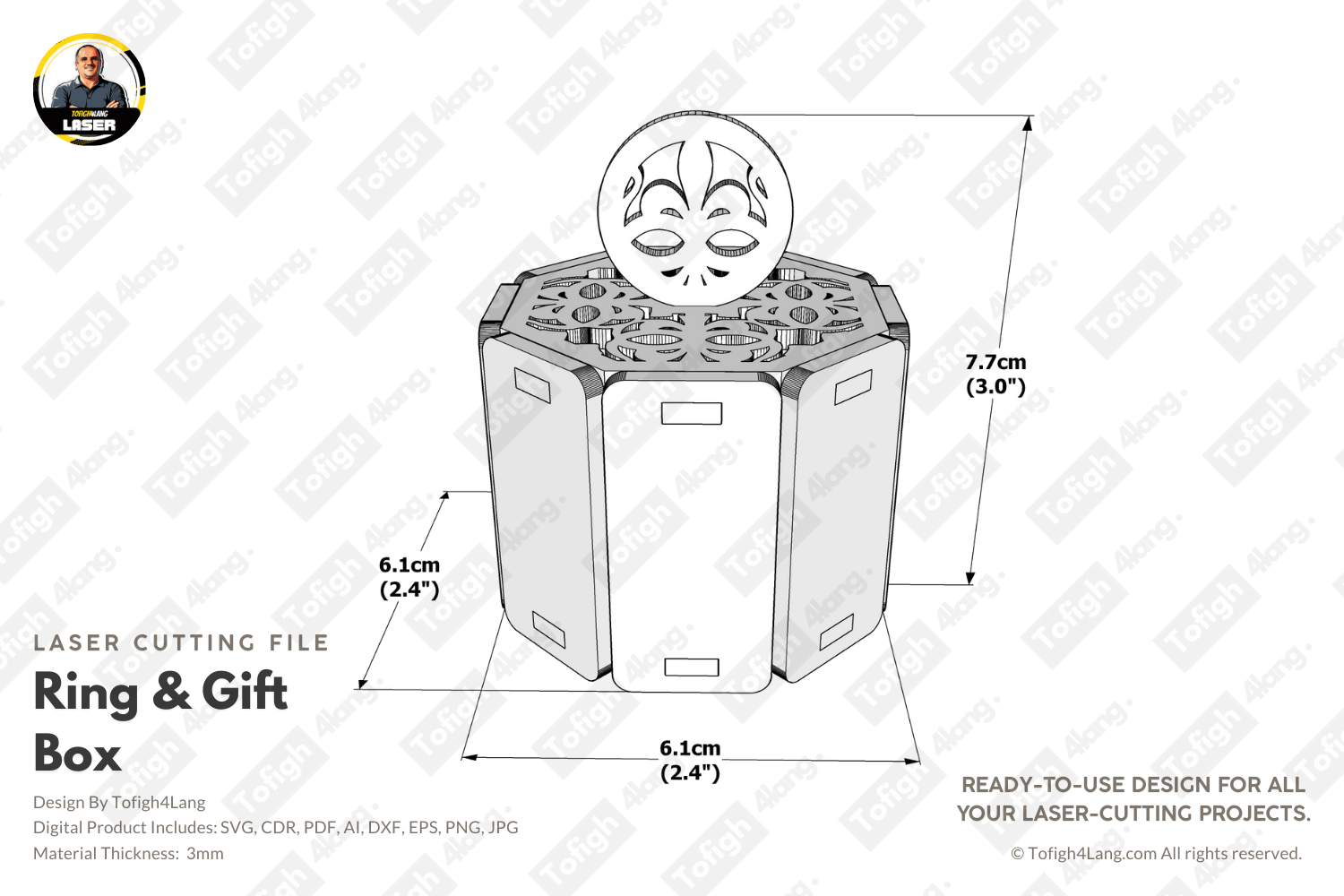 Gift Box SVG File | Laser Cutting File | Valentine Gift Box | Ring Box