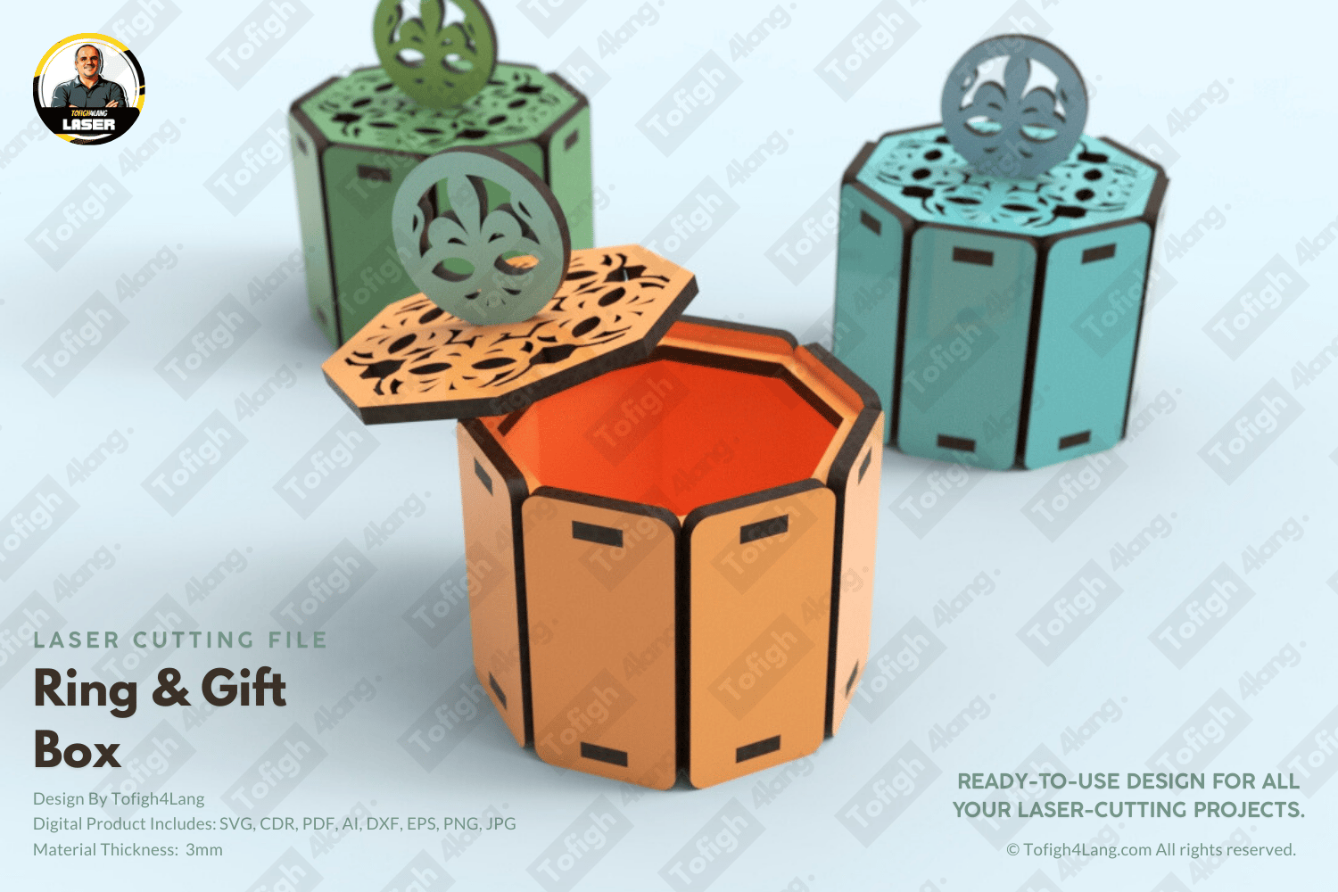 Gift Box SVG File | Laser Cutting File | Valentine Gift Box | Ring Box