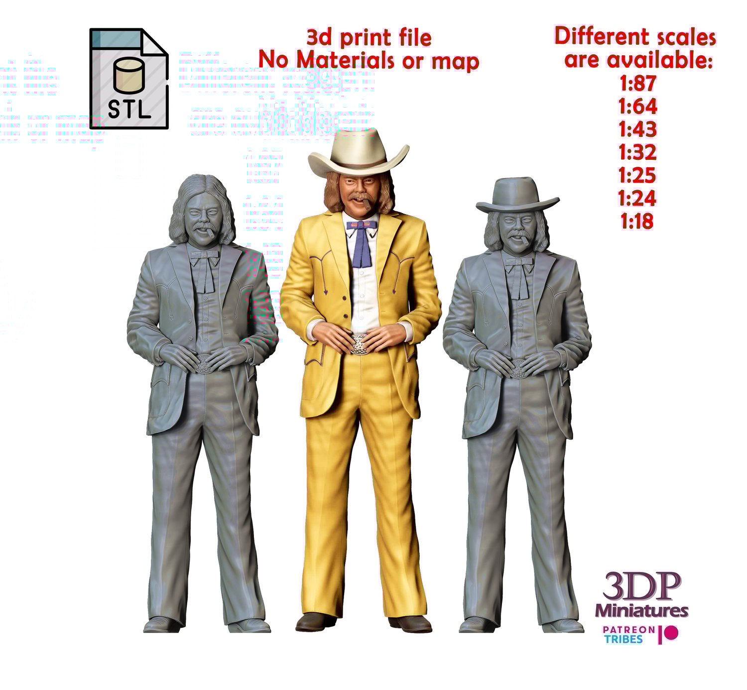 3dp Miniatures, N6 Paul Williams Little Enos Smokey and the Bandit