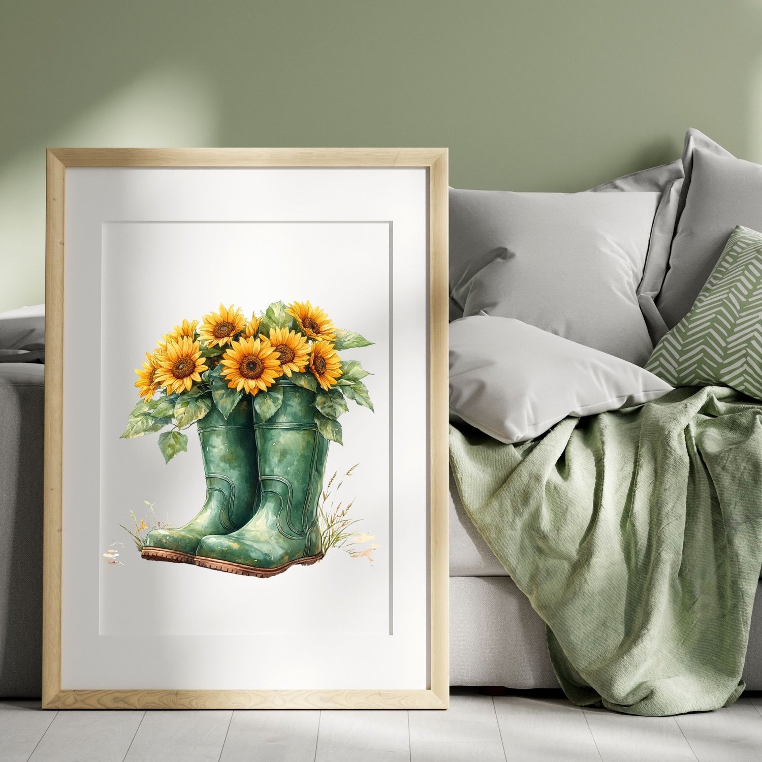 Watercolor Green Wellington Rain Boots Clipart – 4 PNG Images