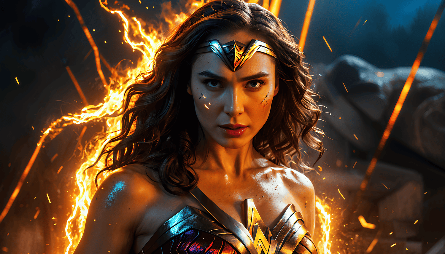 Wonder women engaged in battle in hell