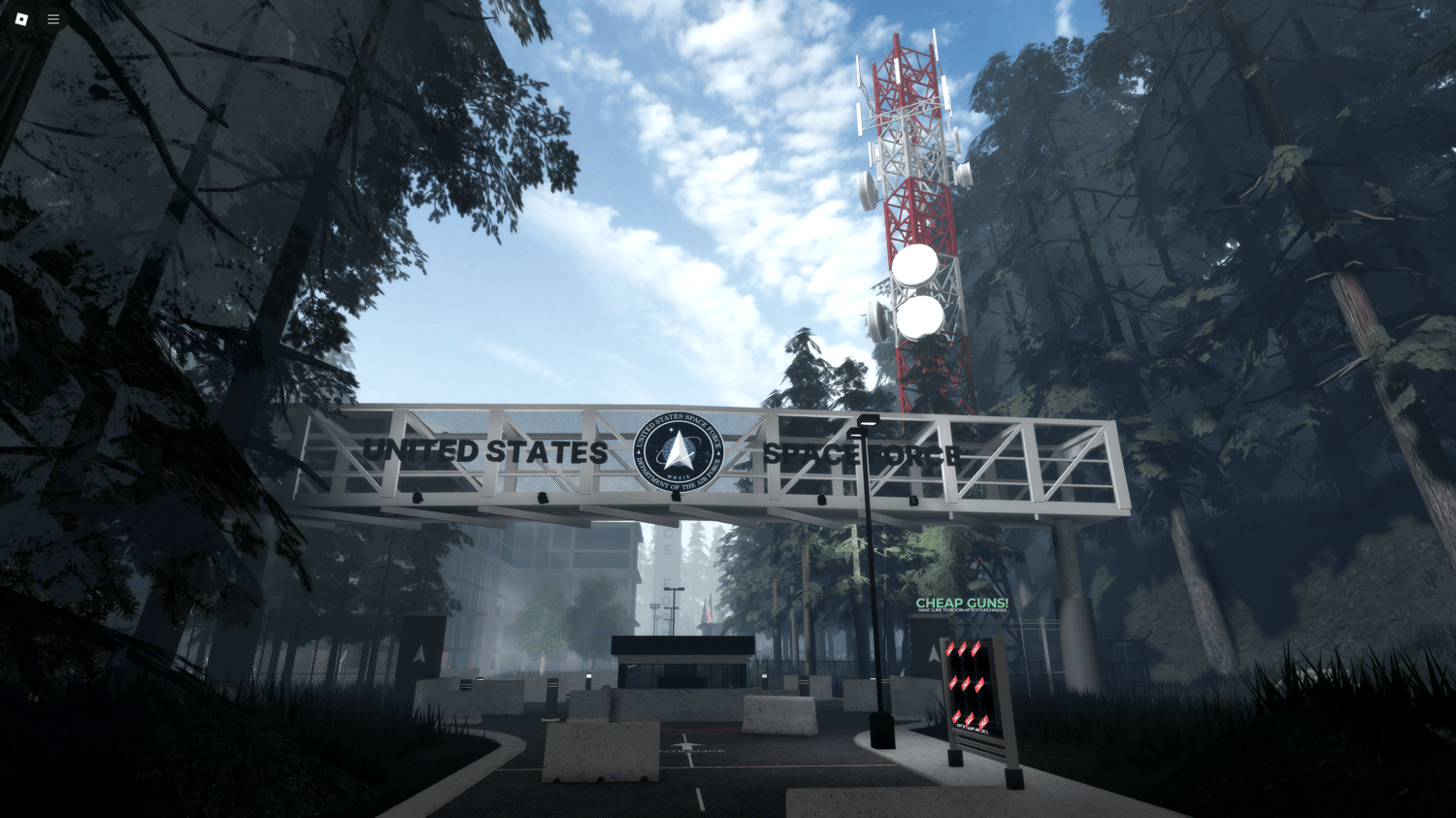 Detailed terrain and immersive environment in a fully scripted Space Force game map.