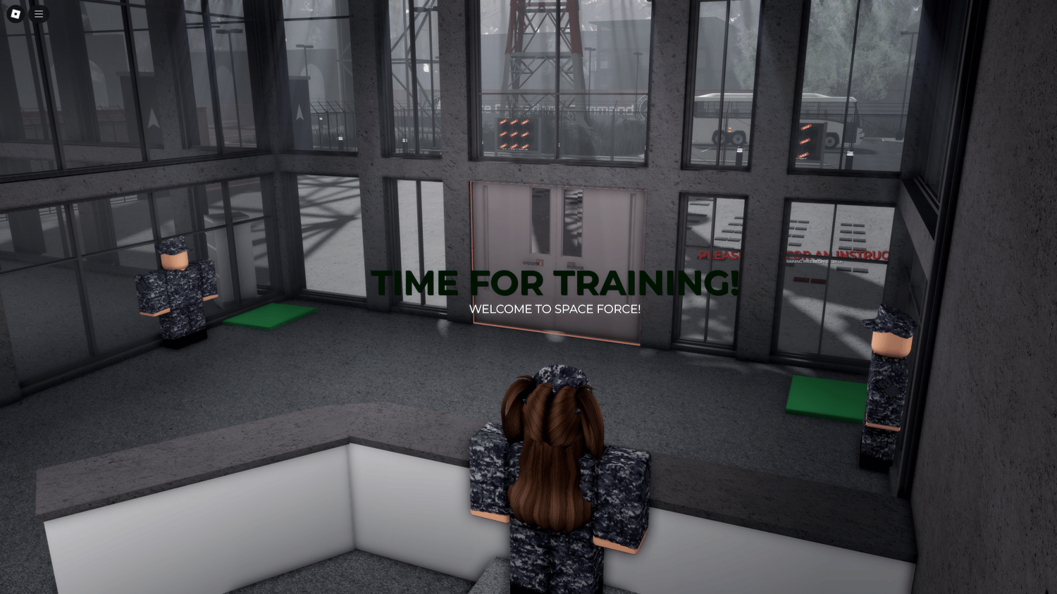 Large-scale military base environment for Roblox Space Force roleplay games.