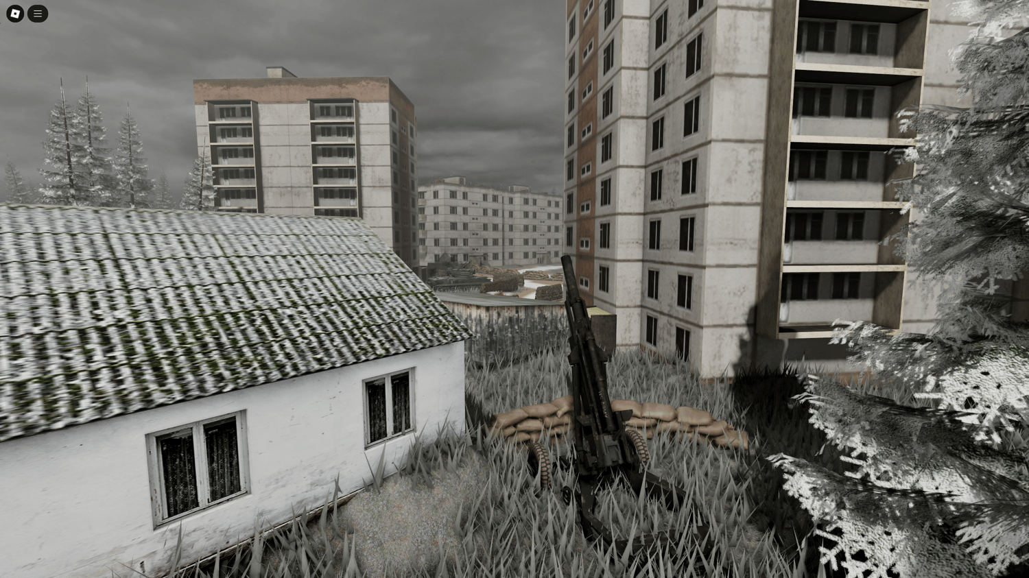 Main river running through a large-scale, customizable Chernobyl war map.