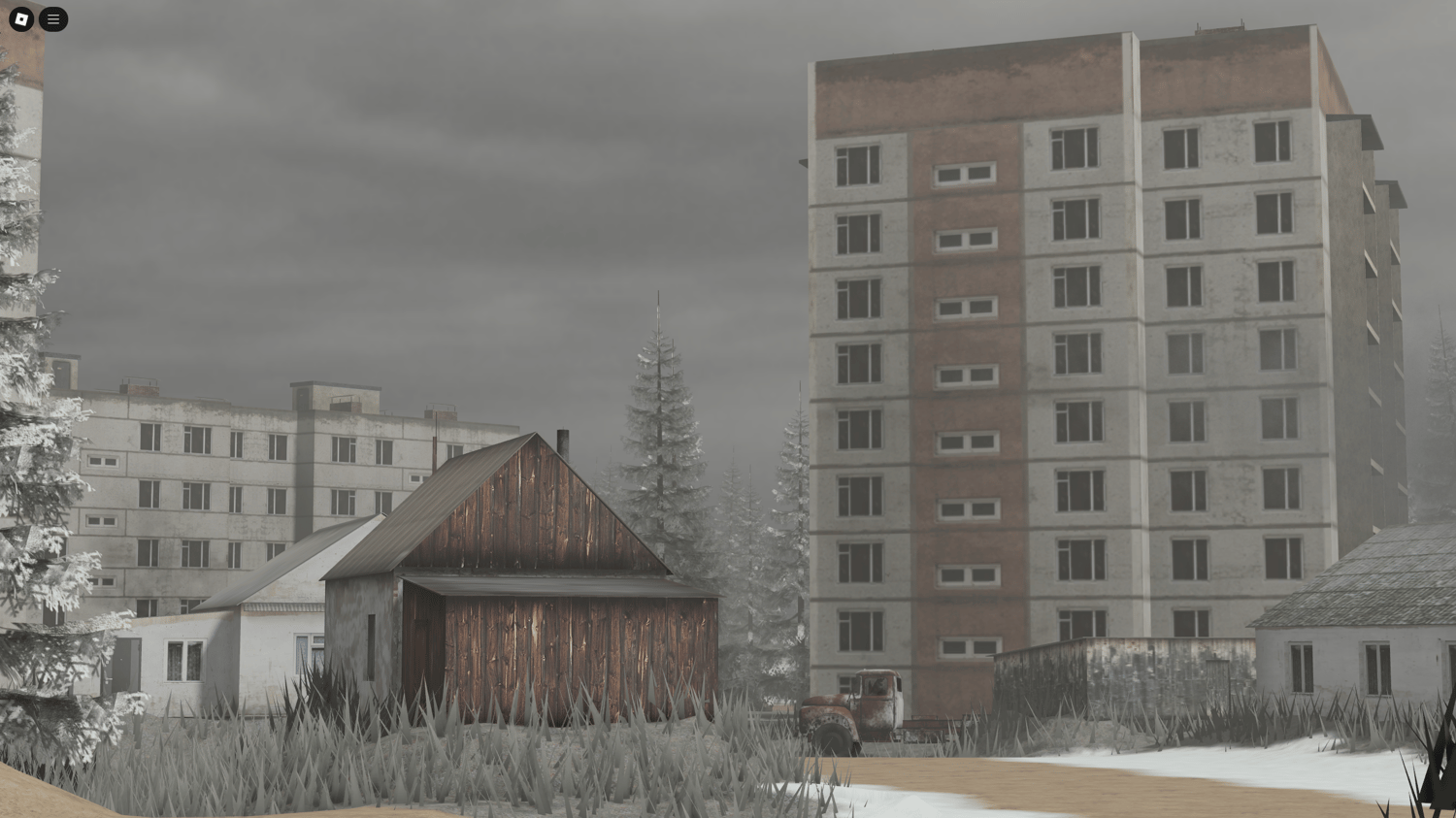 Military-themed Roblox game asset featuring a realistic Chernobyl setting.