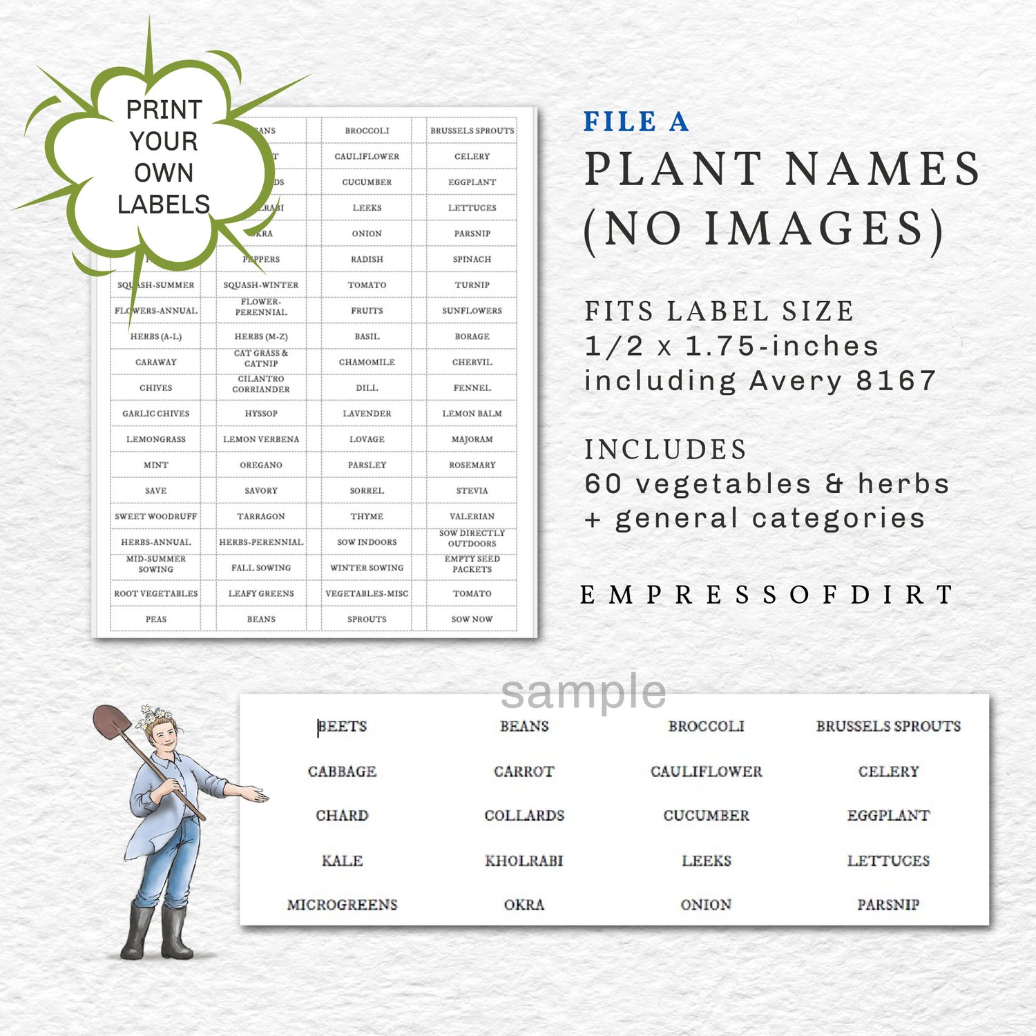 Sample printable plant labels