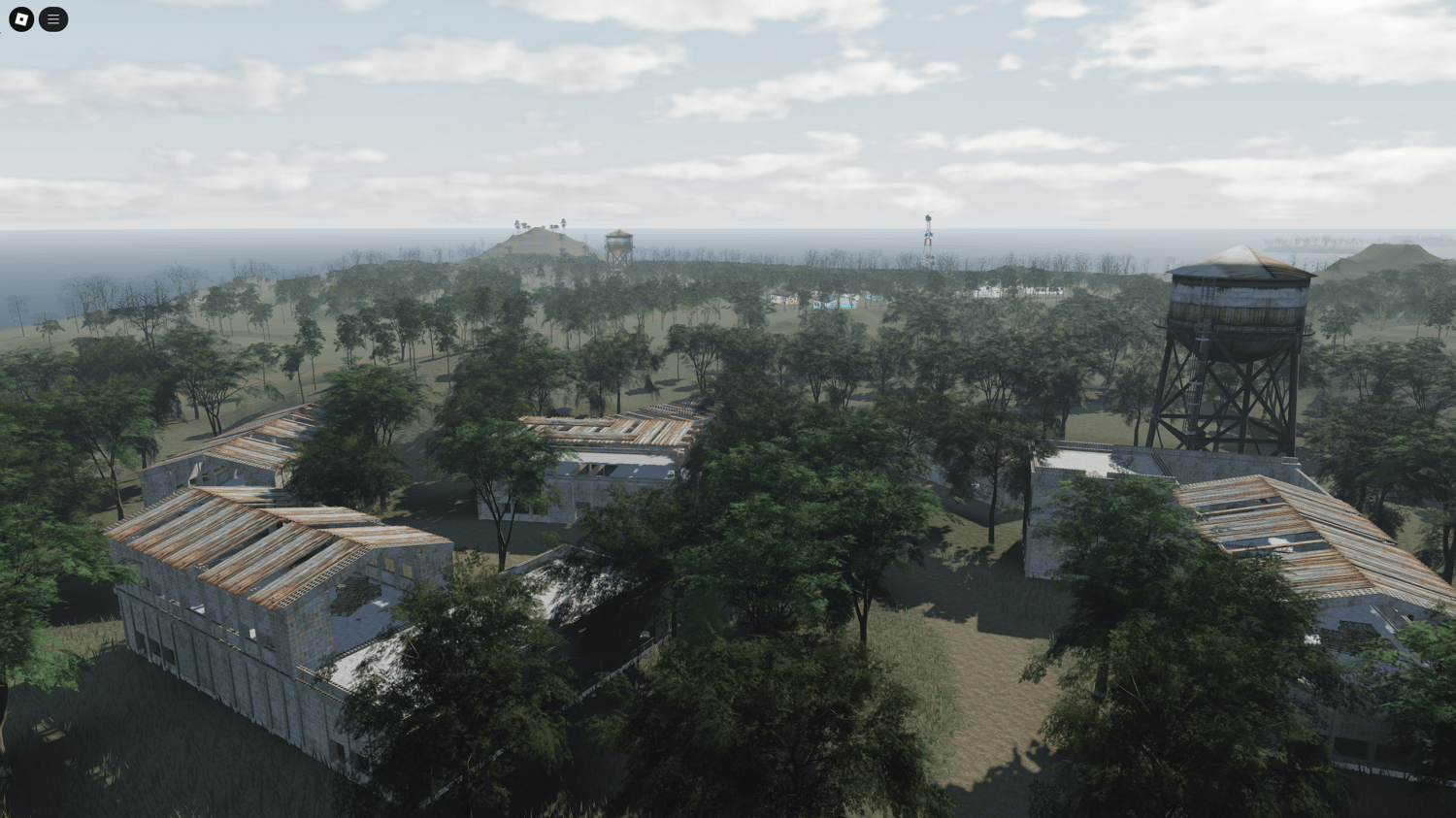 A helicopter landing area on a remote island base.