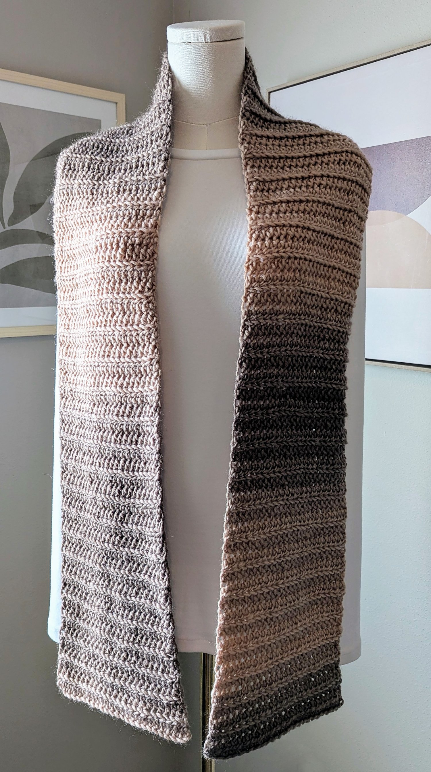 Rosewood Scarf Crochet Pattern hanging down
