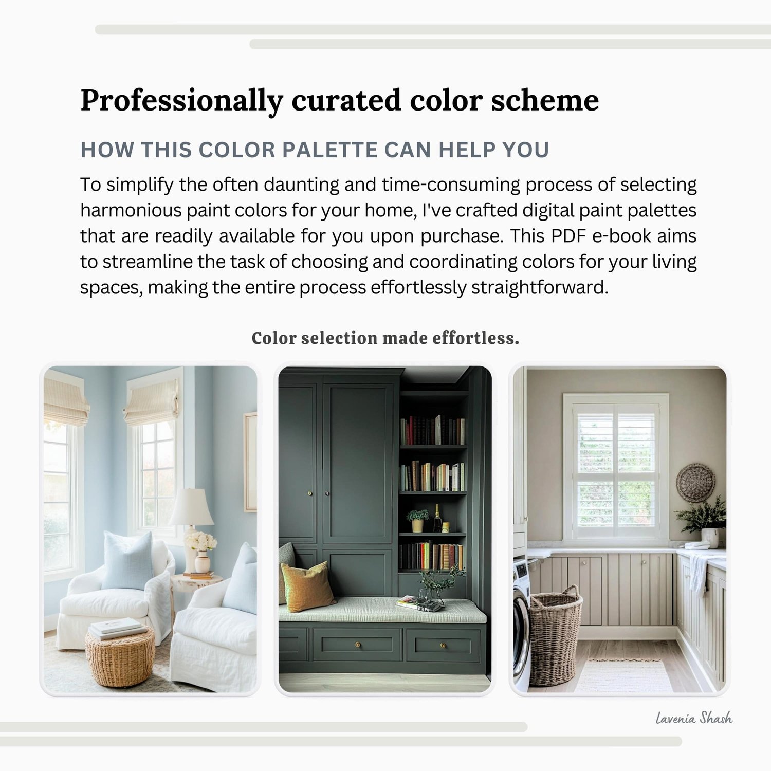 Sherwin Williams Drift Of Mist paint palette. Whole house color scheme with neutrals and coordinating colors. Paint colors for home with white, greige, green, blue, and black. Interior design color scheme created by Lavenia Shash.