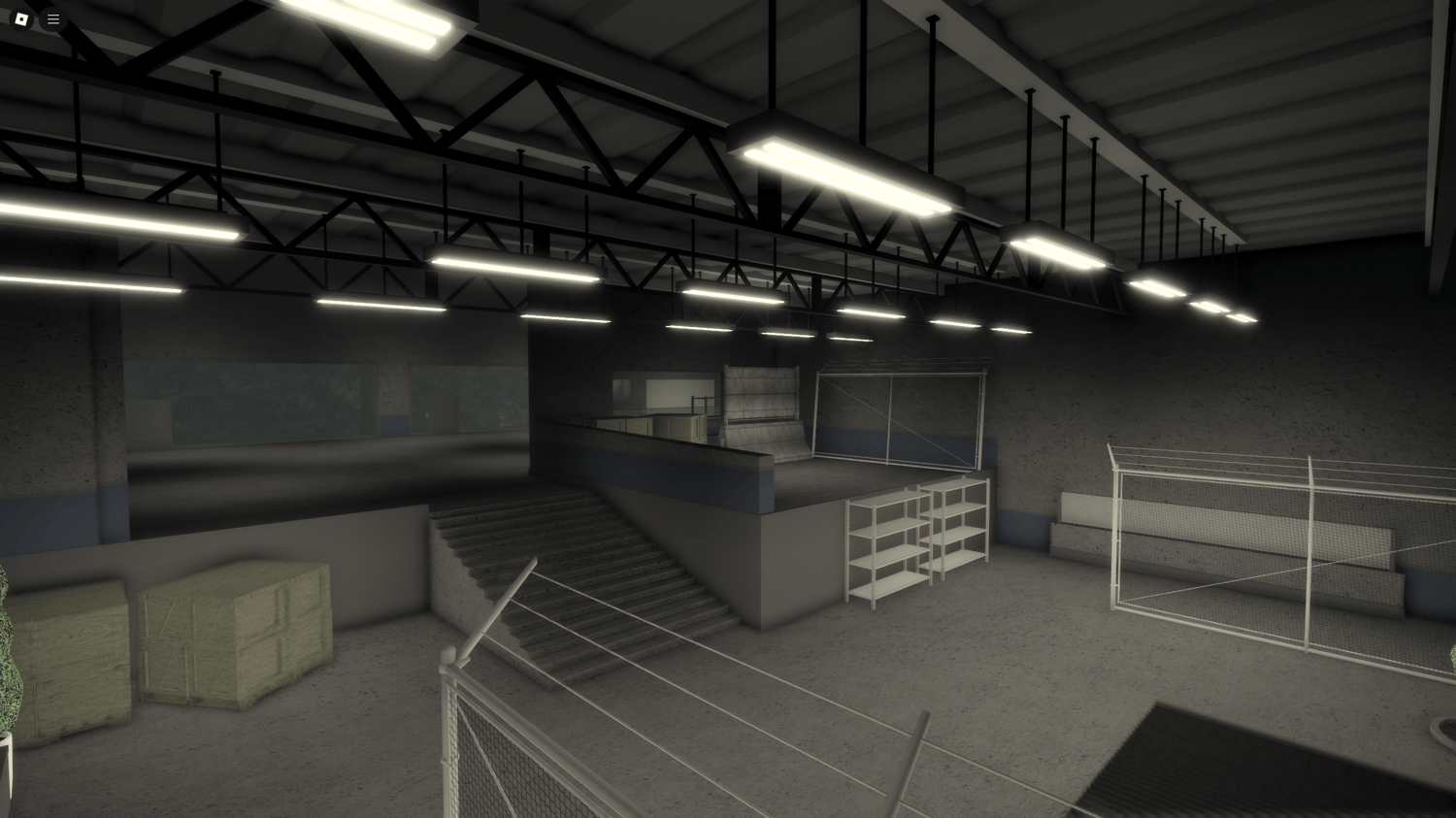 Aerial view of Area 21 Roblox map, featuring a vast military base with secure entrances.