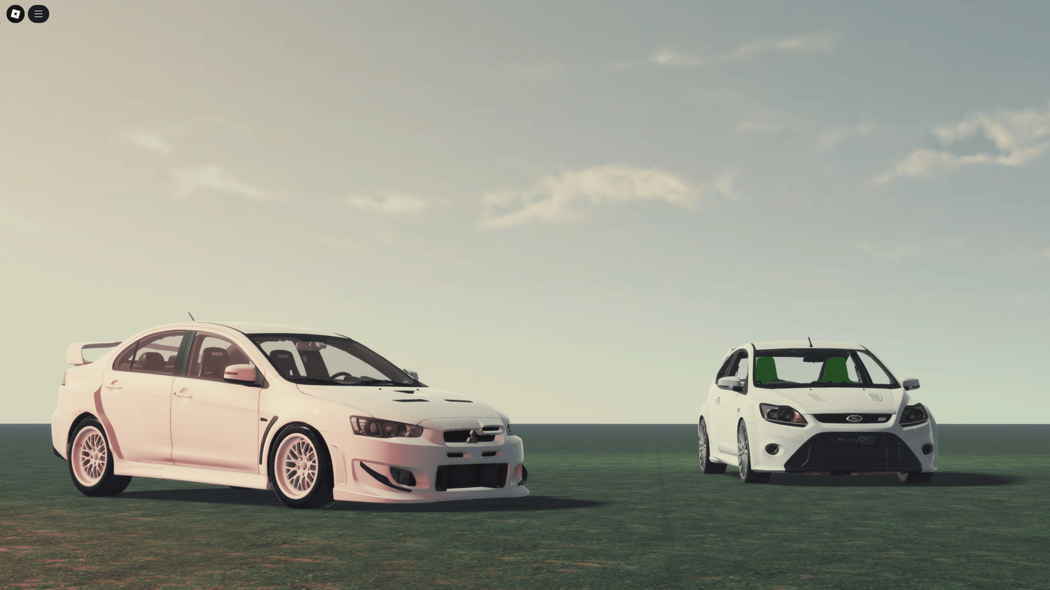 Close-up view of detailed car models with realistic lighting and textures.