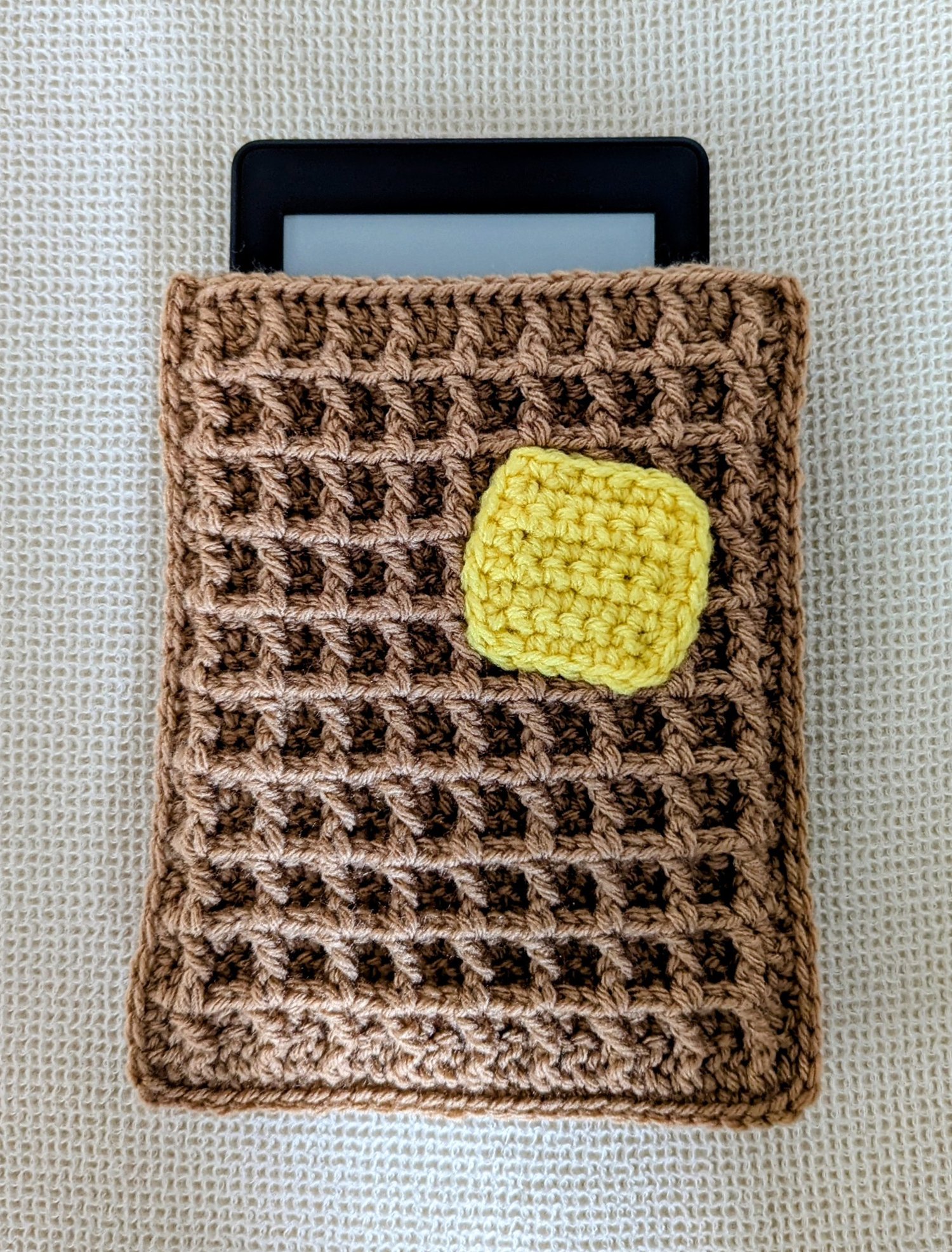 Buttered Waffle E-Reader Case Crochet Pattern Close Up