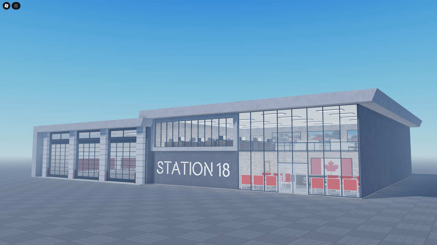 Station 18 Fire Department – A detailed Roblox fire station with 3 large bays.