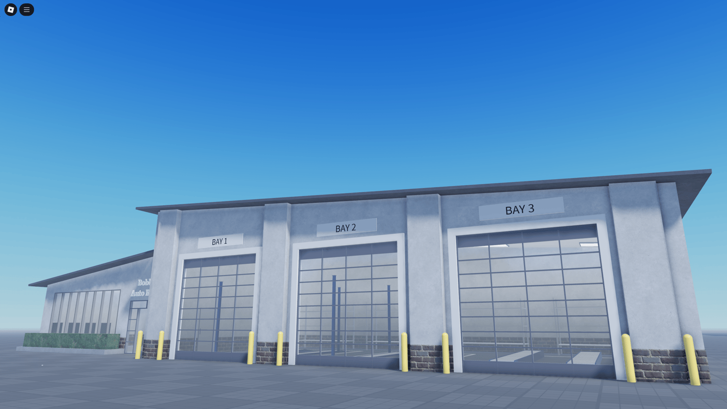 Interior view of the auto shop, showcasing realistic design elements.