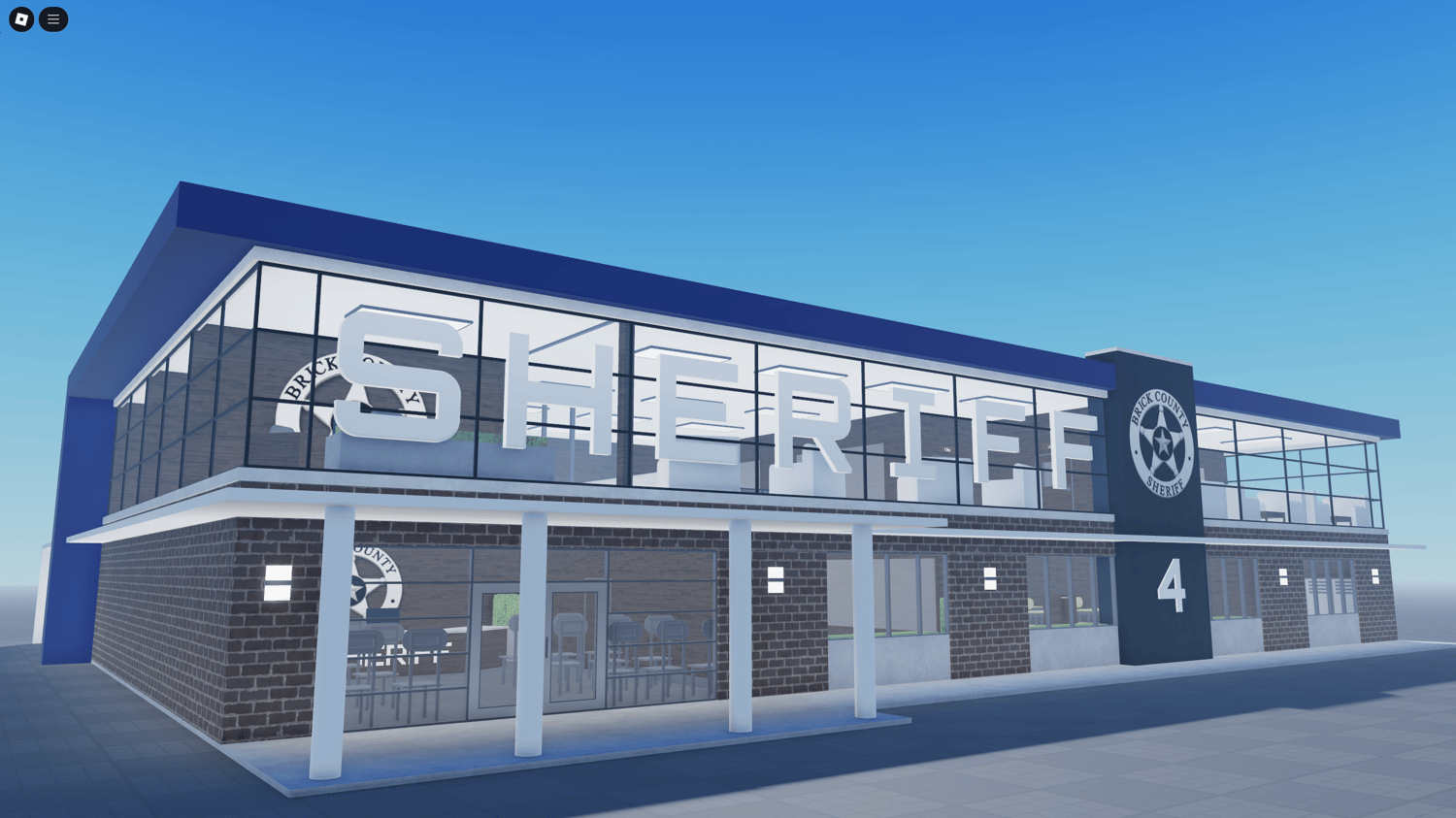 Roblox Sheriff Station front desk area with realistic interior design.