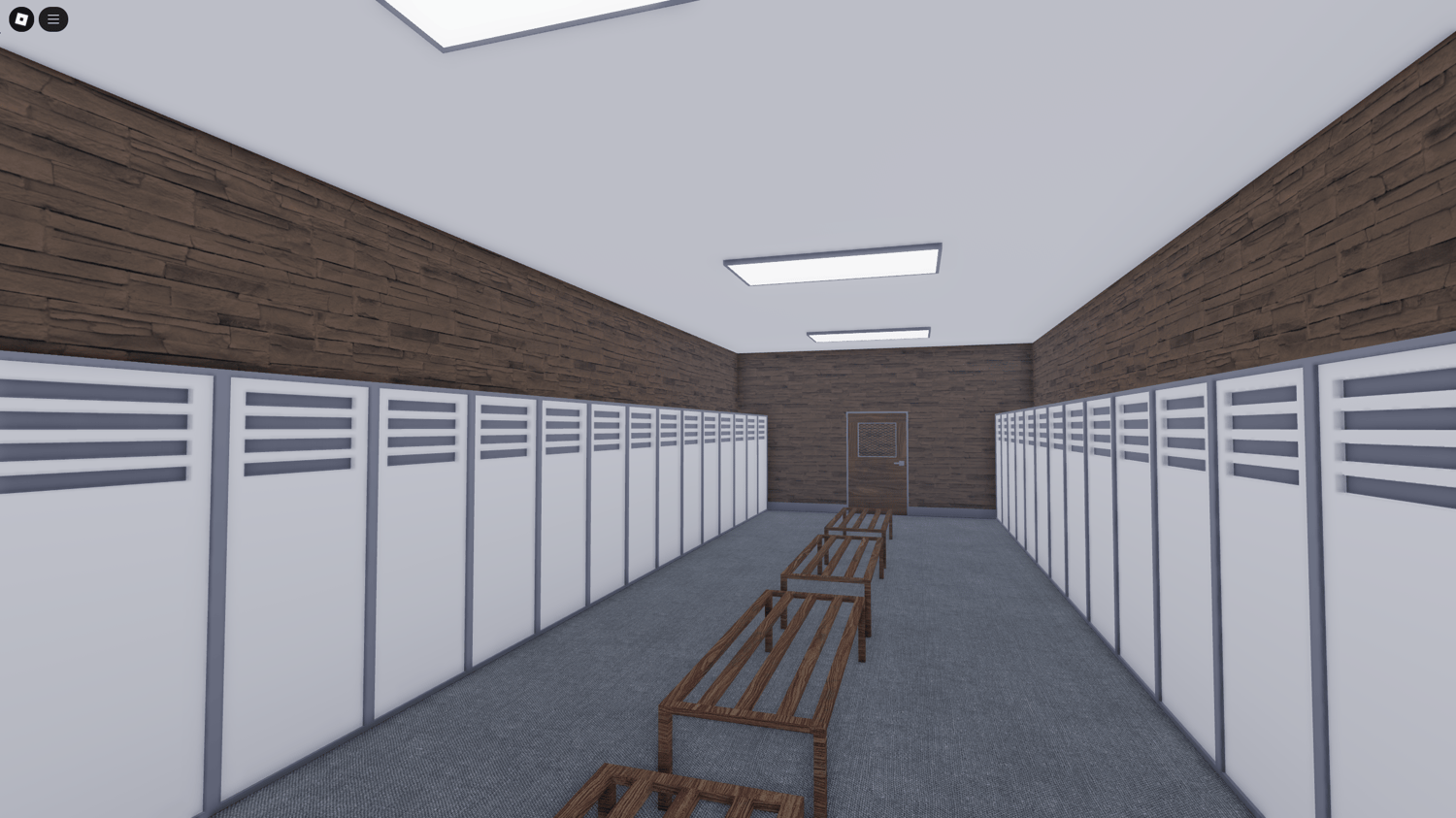 Locker room featuring storage areas for police uniforms and gear.