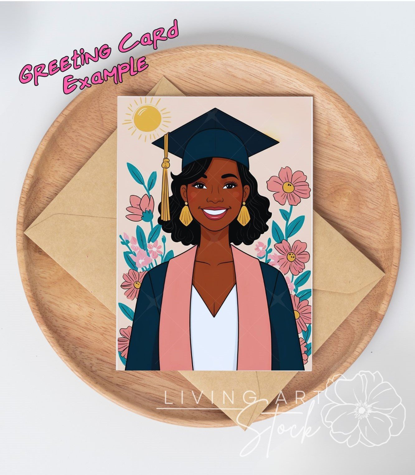 Beautiful dark skin black woman Graduation card design