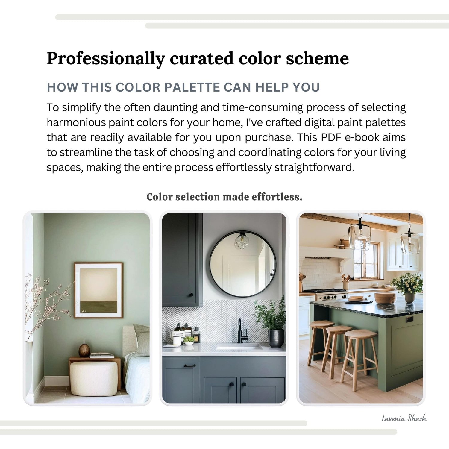 Sherwin Williams green paint palette. Whole house color scheme with neutrals and coordinating colors. Paint colors for home with whites, greiges, greens, gray and black. Interior design color scheme created by Lavenia Shash.