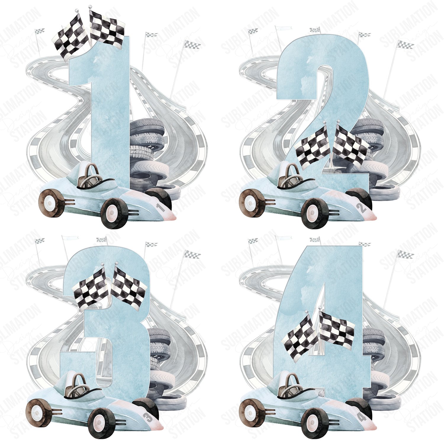 BLUE RACE CAR NUMBER SET (Ref: 1833)