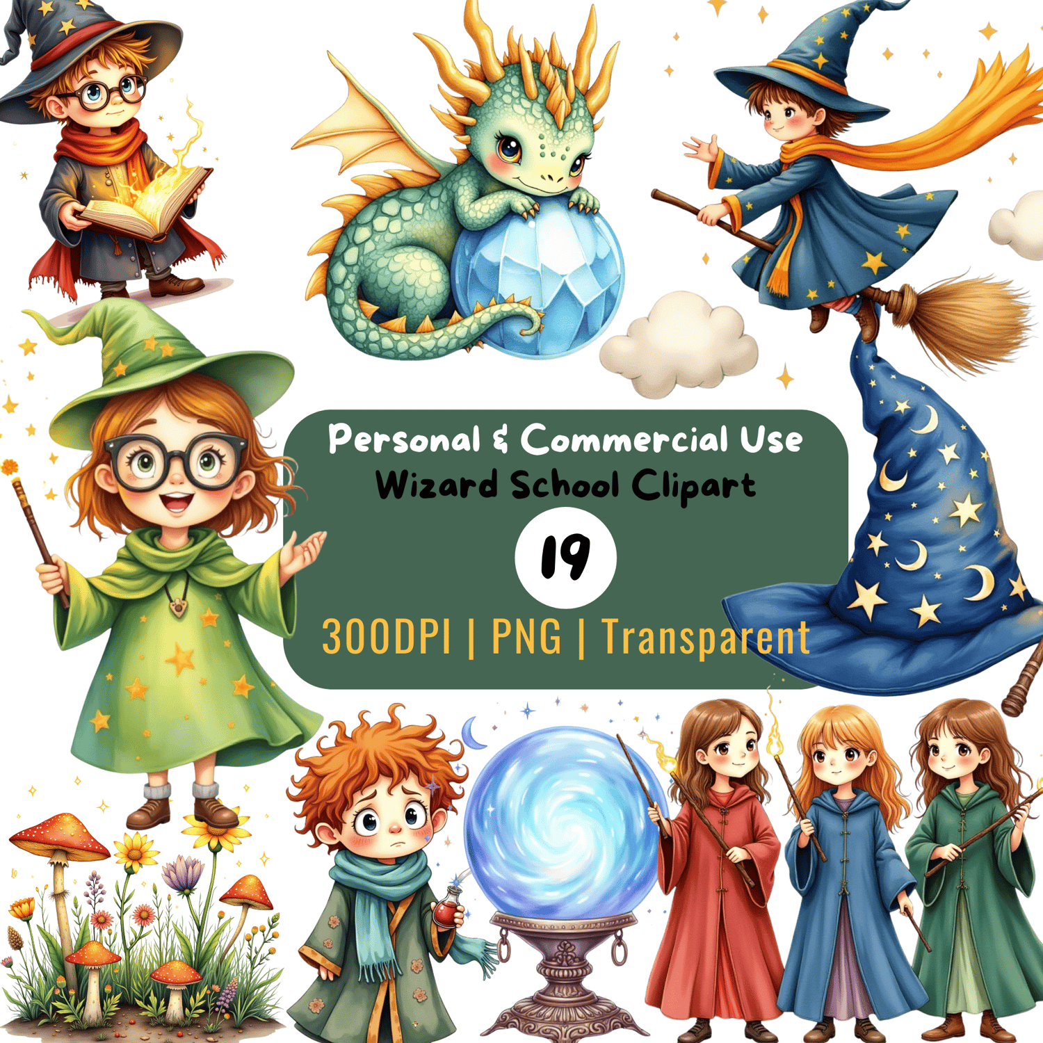 Whimsy Wizard Whimsical Wizard Clipart Bundle