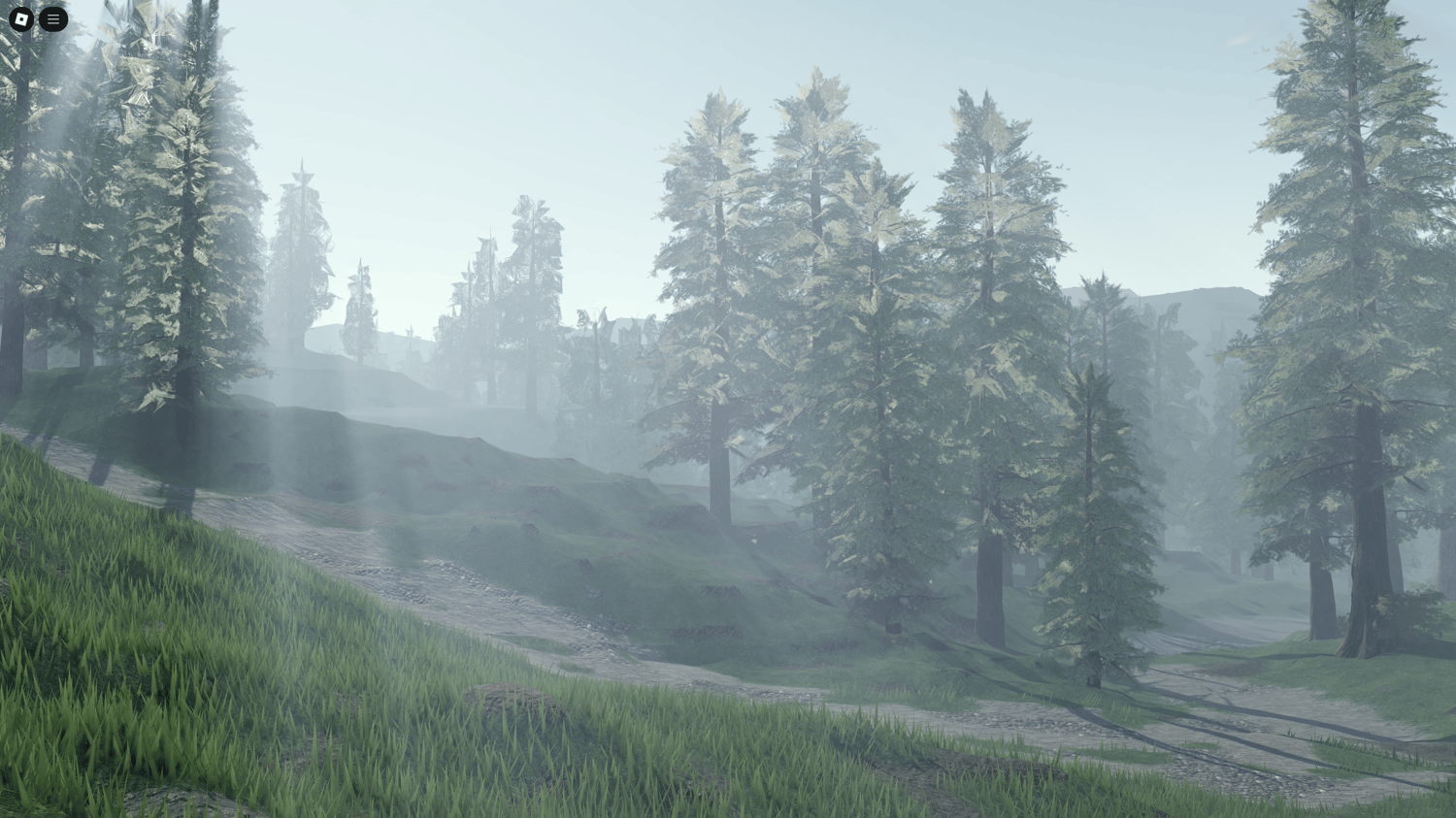 Roblox landscape featuring natural greenery, hills, and detailed textures.