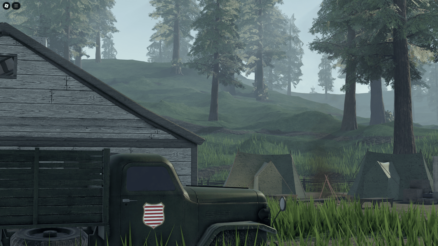 Natural forest setting with diverse tree coverage and elevation changes.