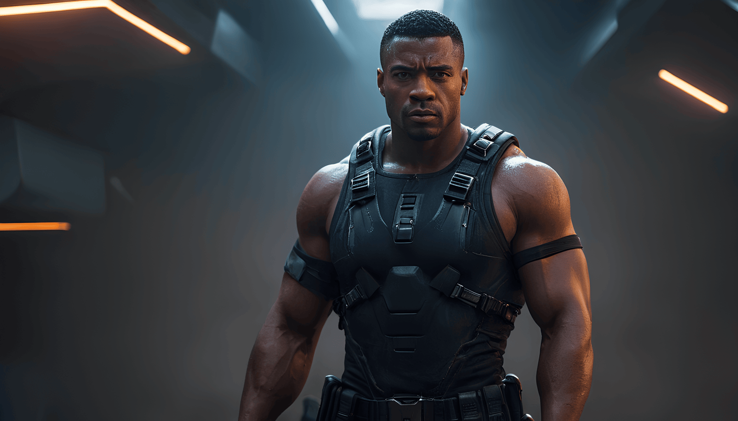 Intergalactic African American male soldier