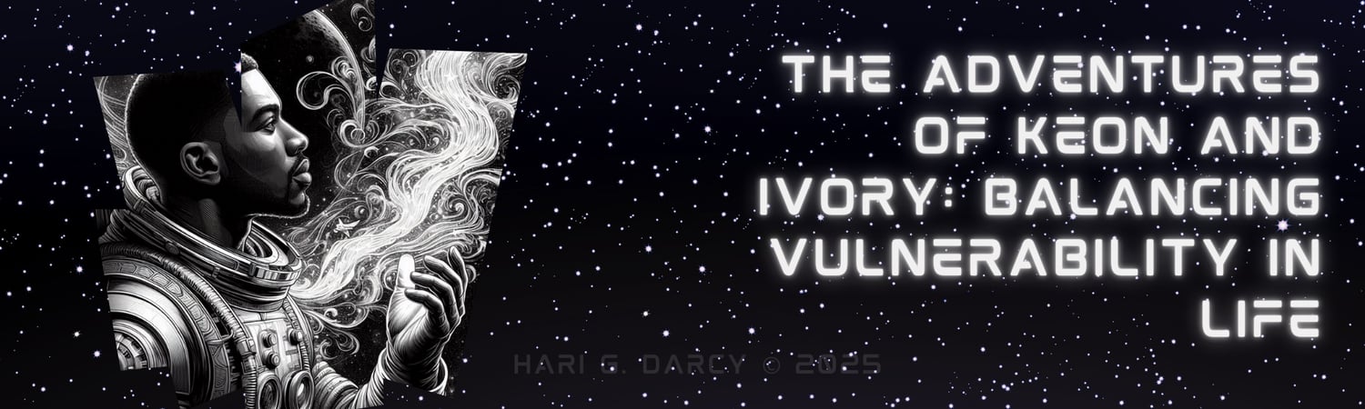 The Adventures of Keon and Ivory: Balancing Vulnerability in Life by Hari G. Darcy colorful space banner
