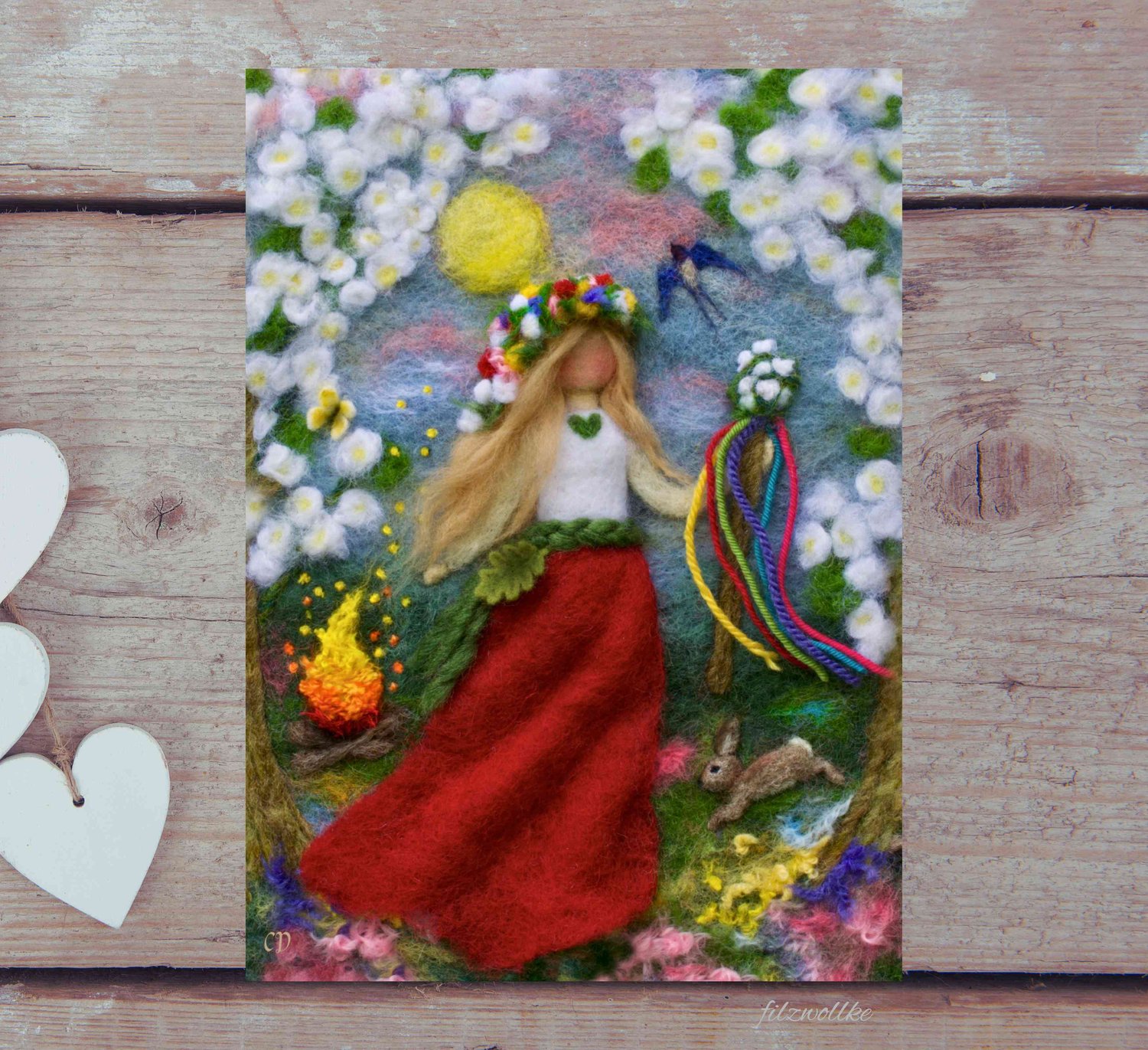 Vibrant Beltane goddess art printable radiating passion, fire, and the joy of early summer.