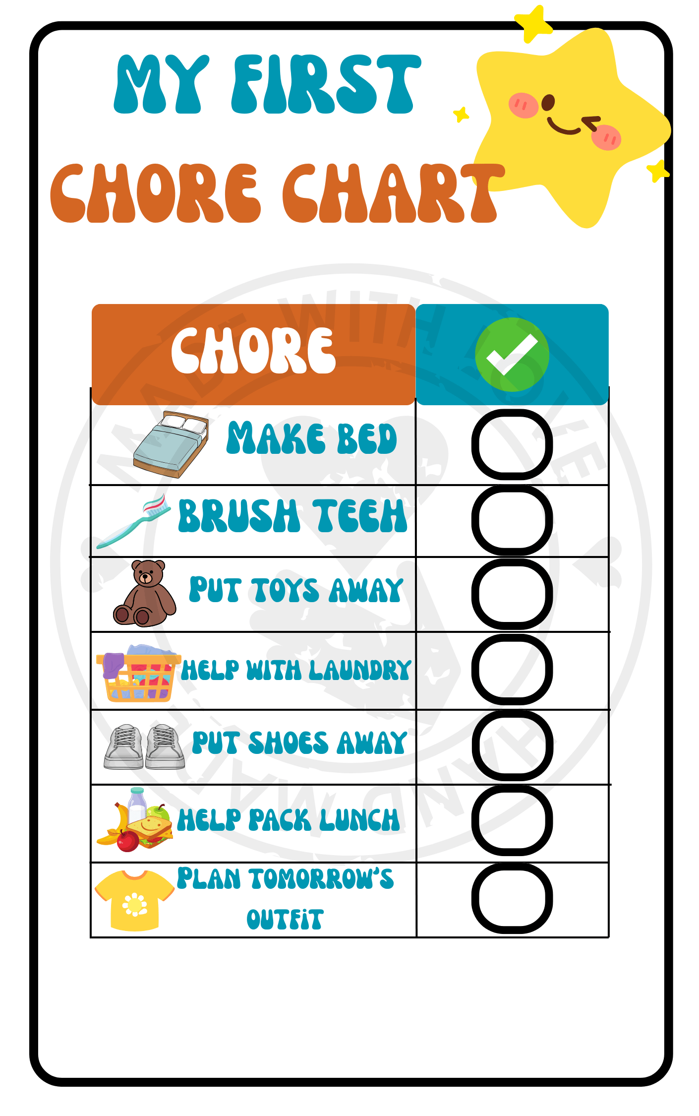 Printable Kids Chore Chart for Ages 5-7 - Daily Routine Chart for Boys ...