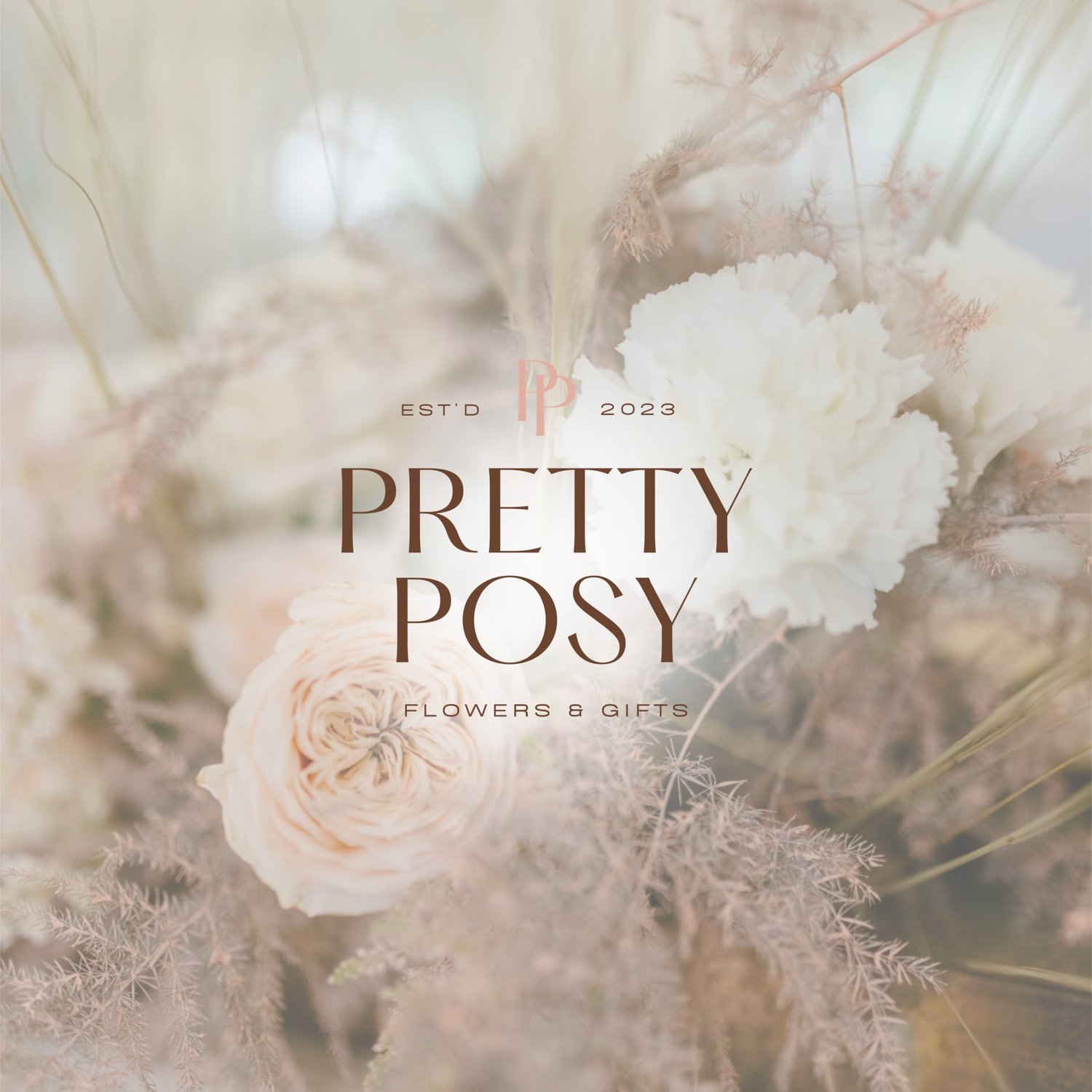 Pretty Posy logo design featuring hand drawn illustration of wildflowers