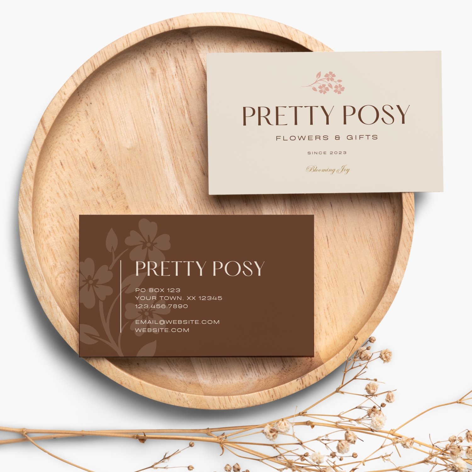 Pretty Posy logo design featuring hand drawn illustration of wildflowers
