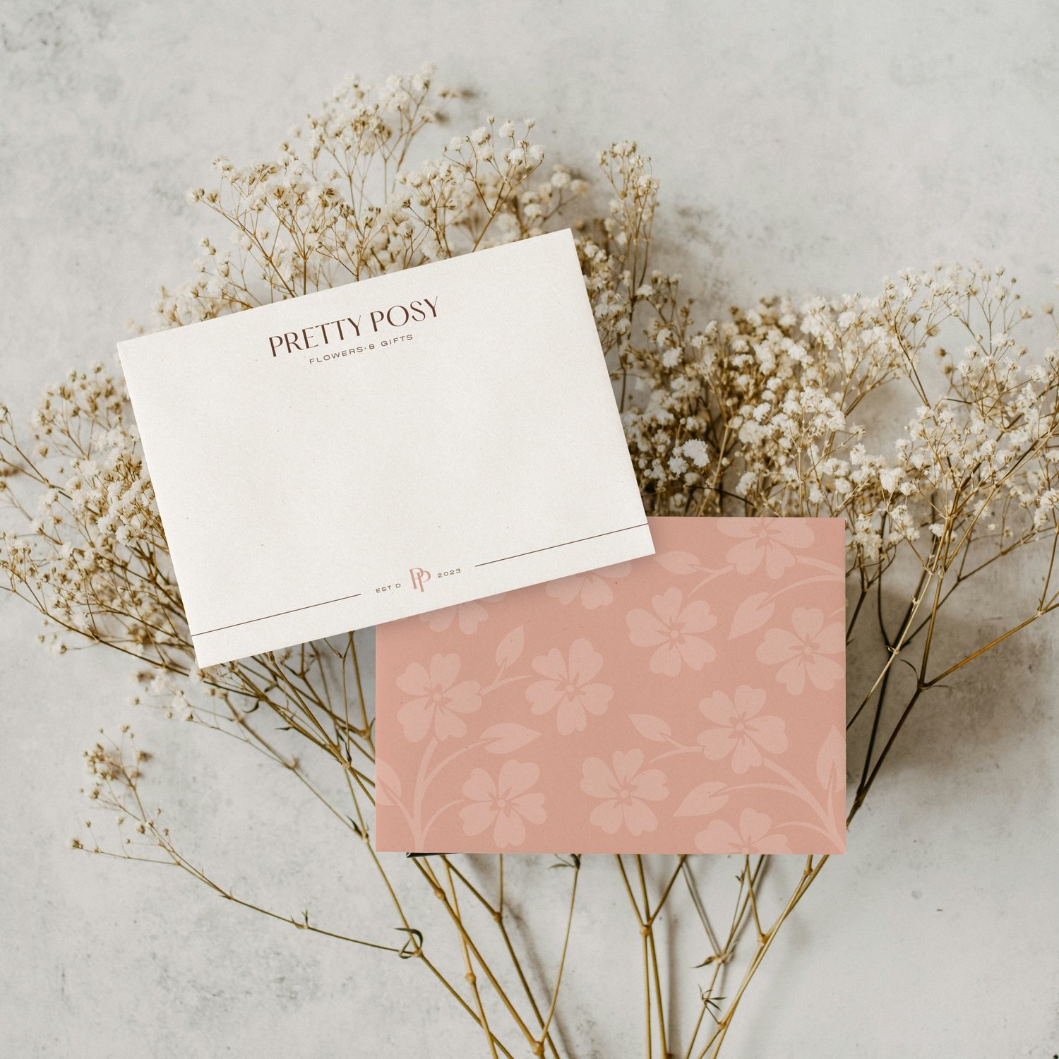Pretty Posy logo design featuring hand drawn illustration of wildflowers
