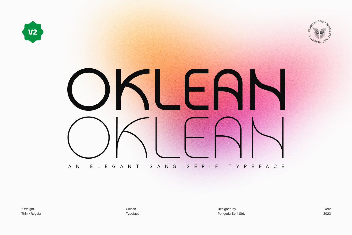 Oklean V2 font with thin and regular weights – minimalist sans serif typeface for branding and UIUX