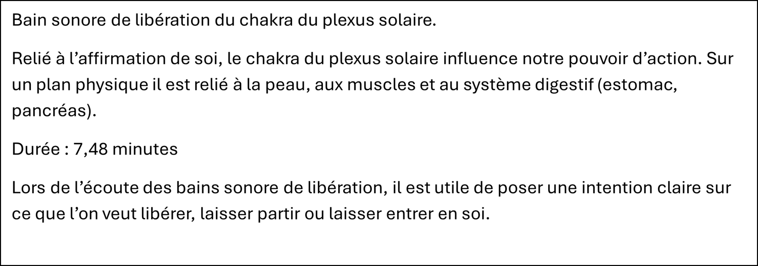 Description du bain sonore chakra solaire