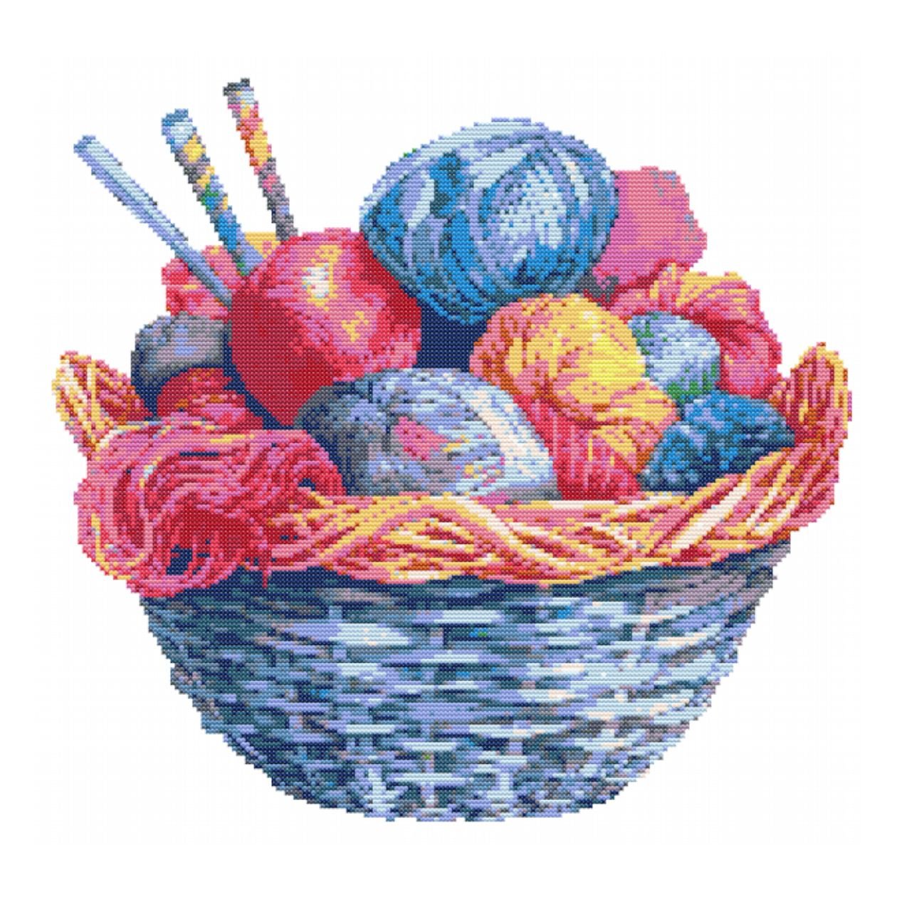 KNITTING BASKET Cross Stitch Pattern Chart by Welovit Cross Stitch