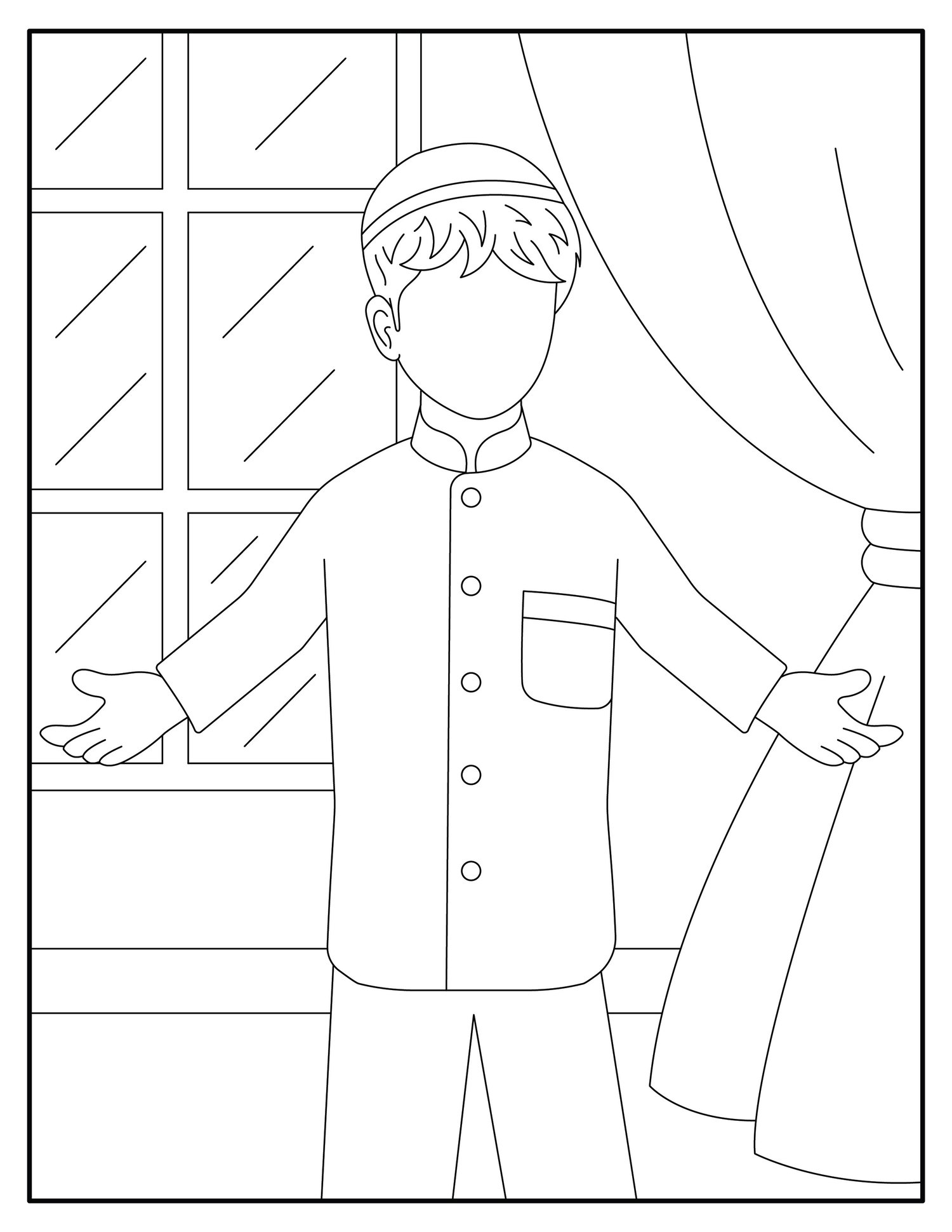 Faceless muslim boys men coloring pages