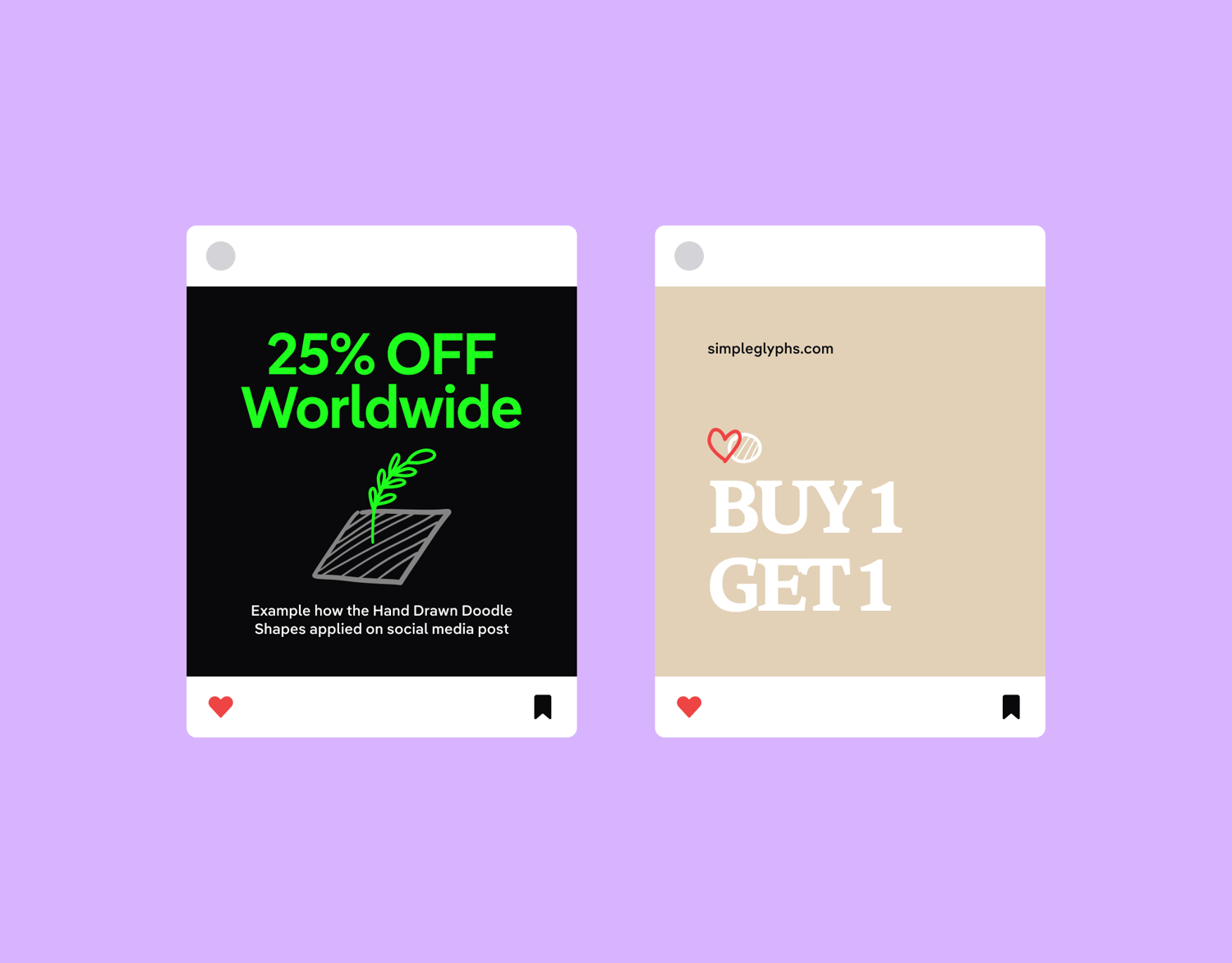 Image of social media post designs with hand drawn shape cliparts