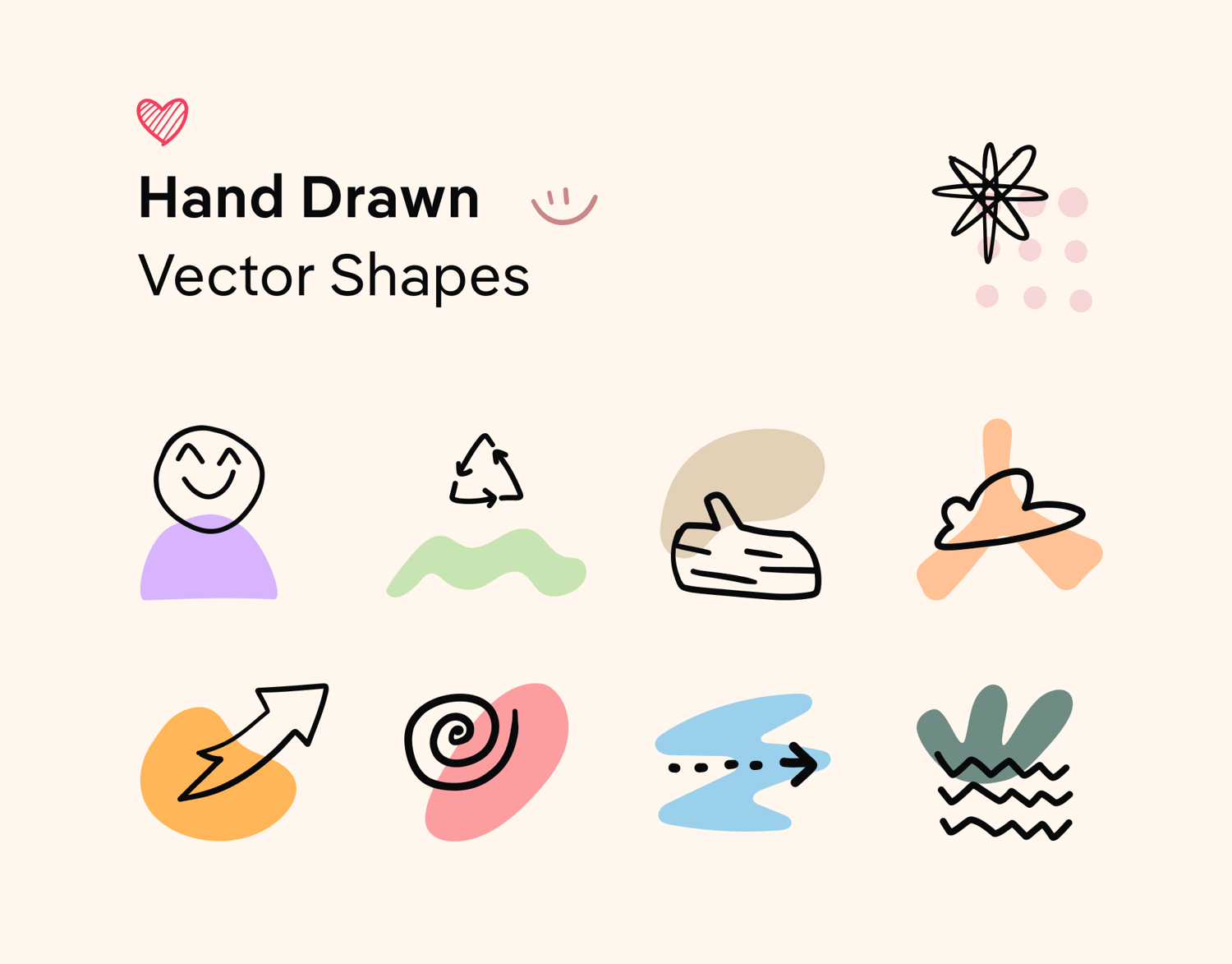 Image of various combinations of hand drawn element shapes