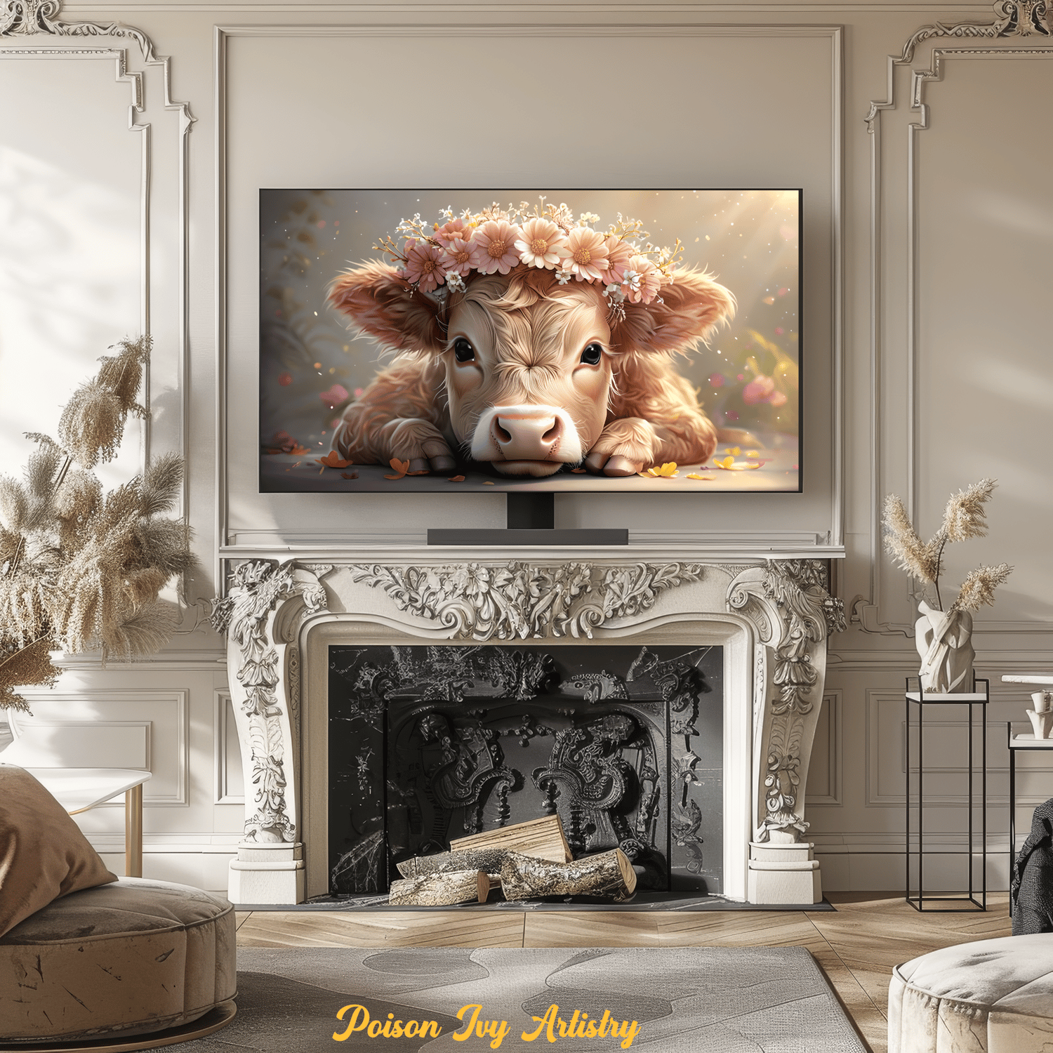Country Grace: A 12-Piece Digital Art Collection of Cow Portraits for the Samsung FrameTV