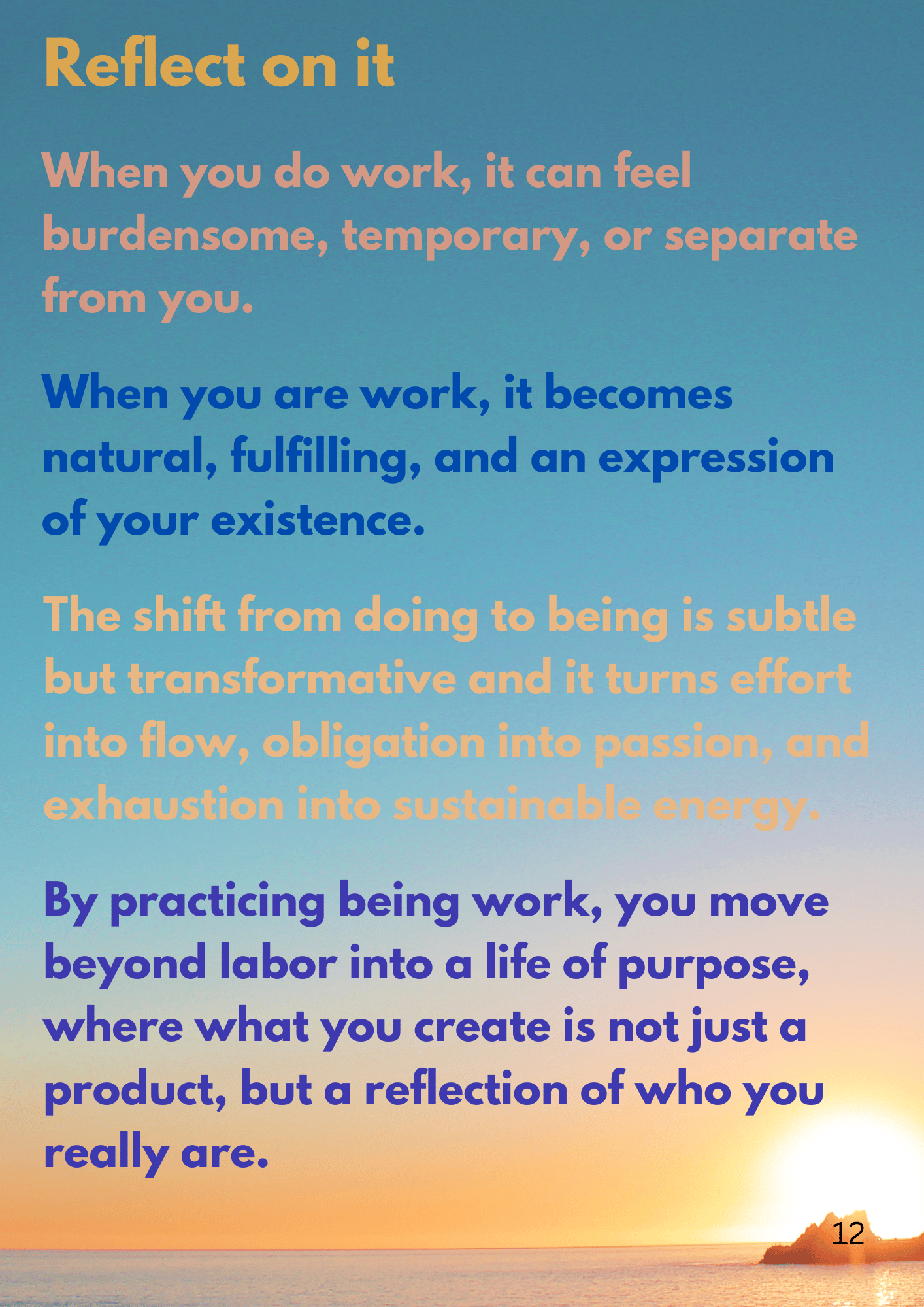 reflect on being work