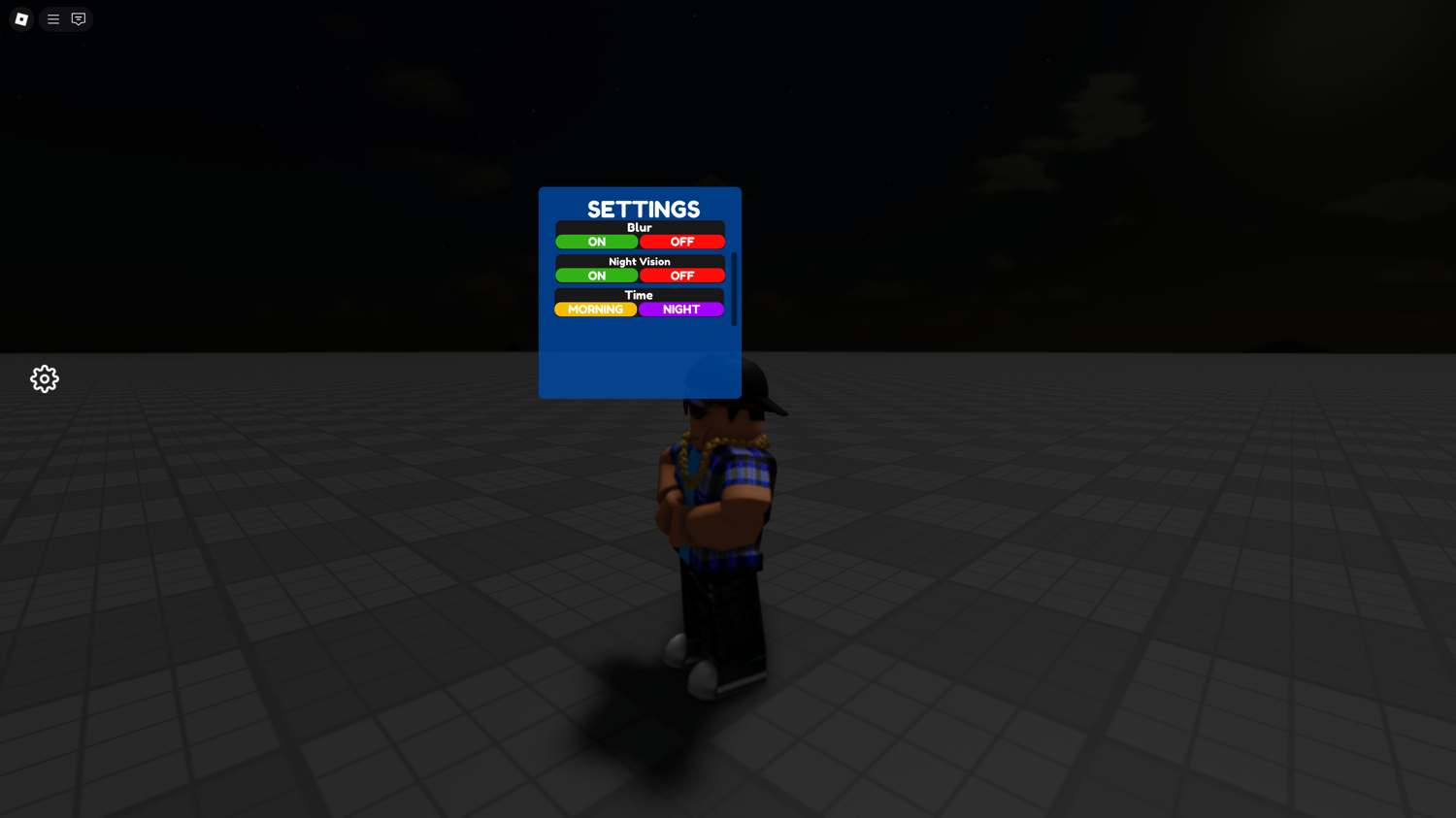 Stylized interface showing multiple setting buttons
