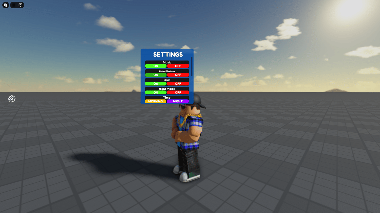 Fully scripted cartoon UI settings window
