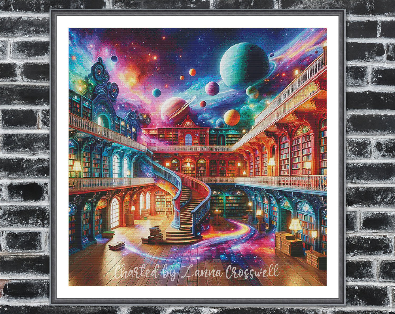 Celestial Library - Fantasy Modern Full Coverage Cross Stitch Pattern ...
